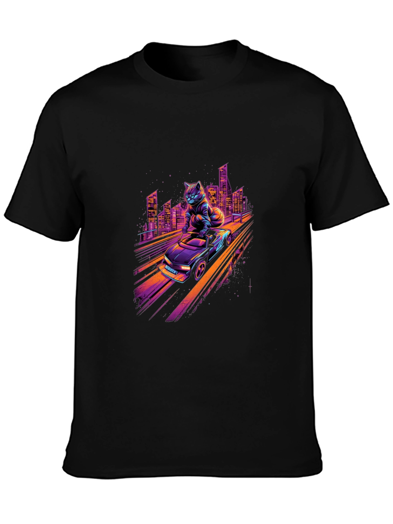 Retro Cat Racer T-Shirt - Cool City Nights