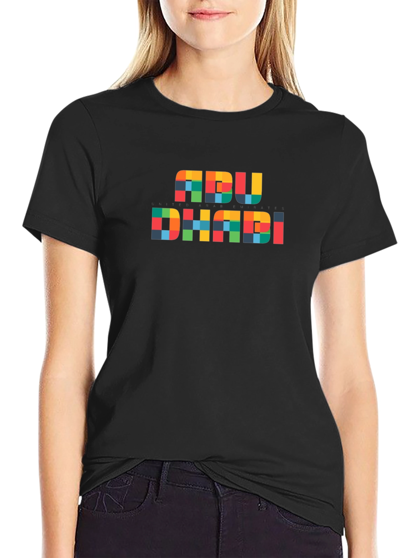 Abu Dhabi Pixel Art Graphic T-Shirt - Black