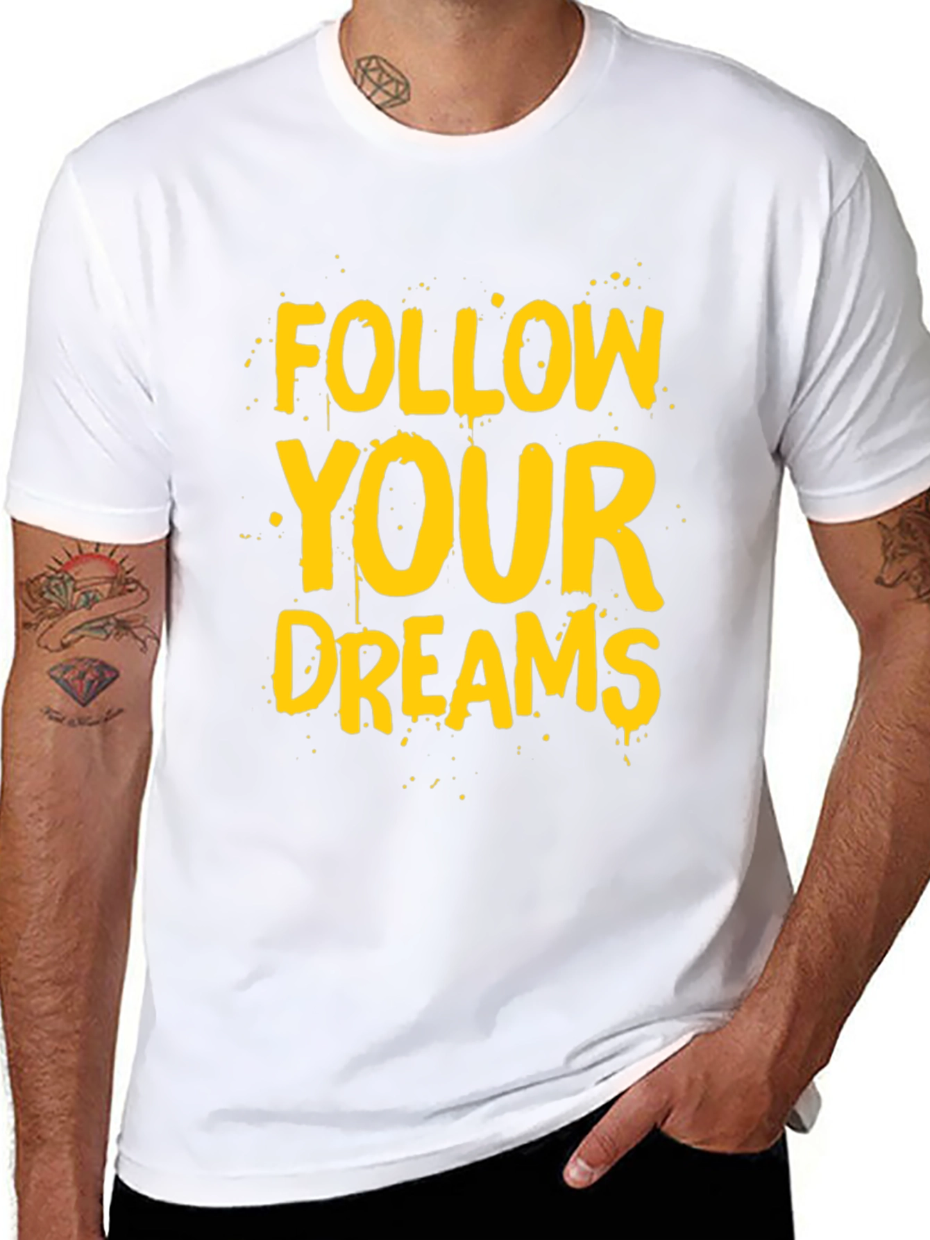 Follow Your Dreams Graphic Tee - Black Cotton T-Shirt