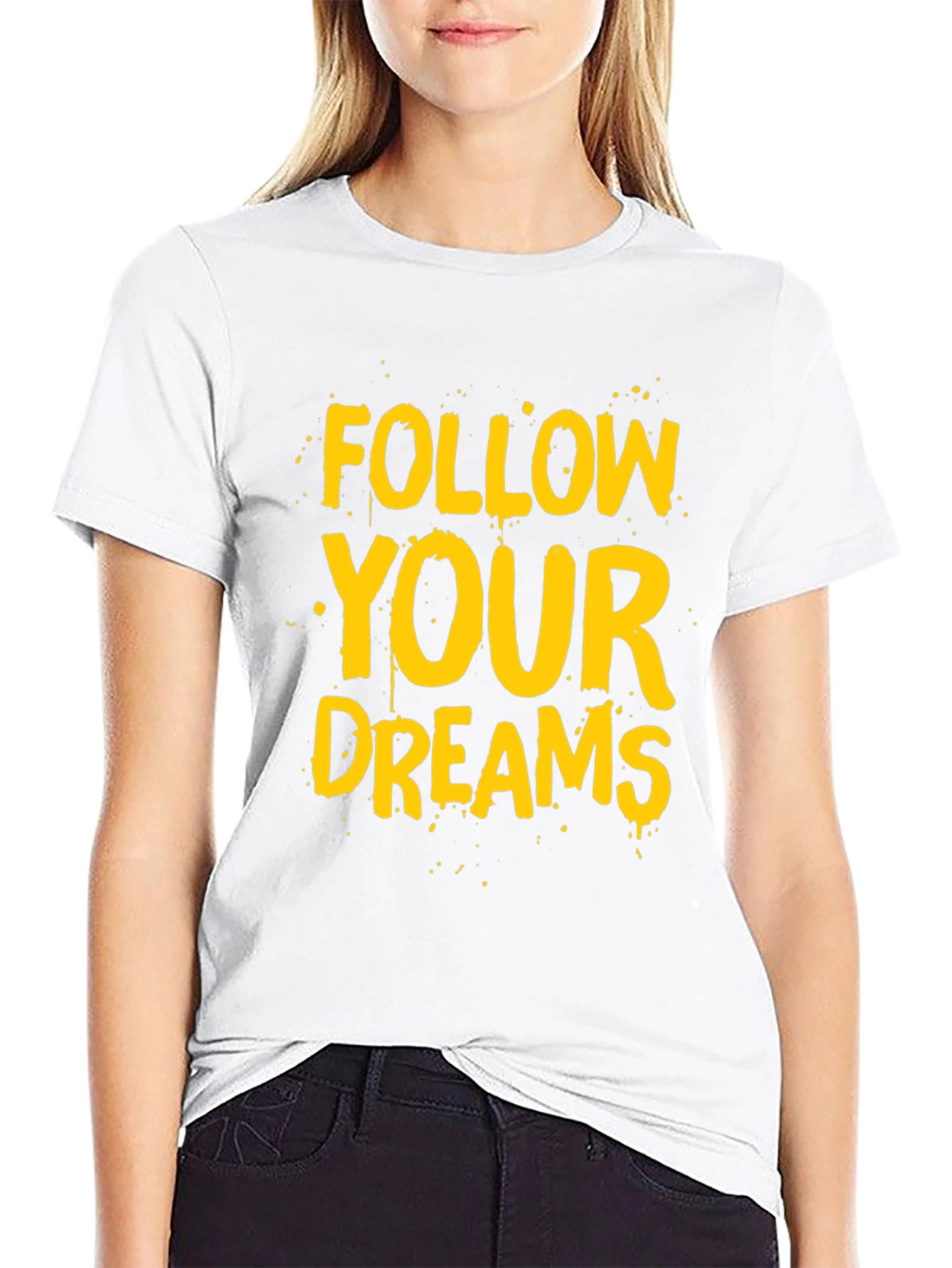 Follow Your Dreams Graphic Tee - Black Cotton T-Shirt