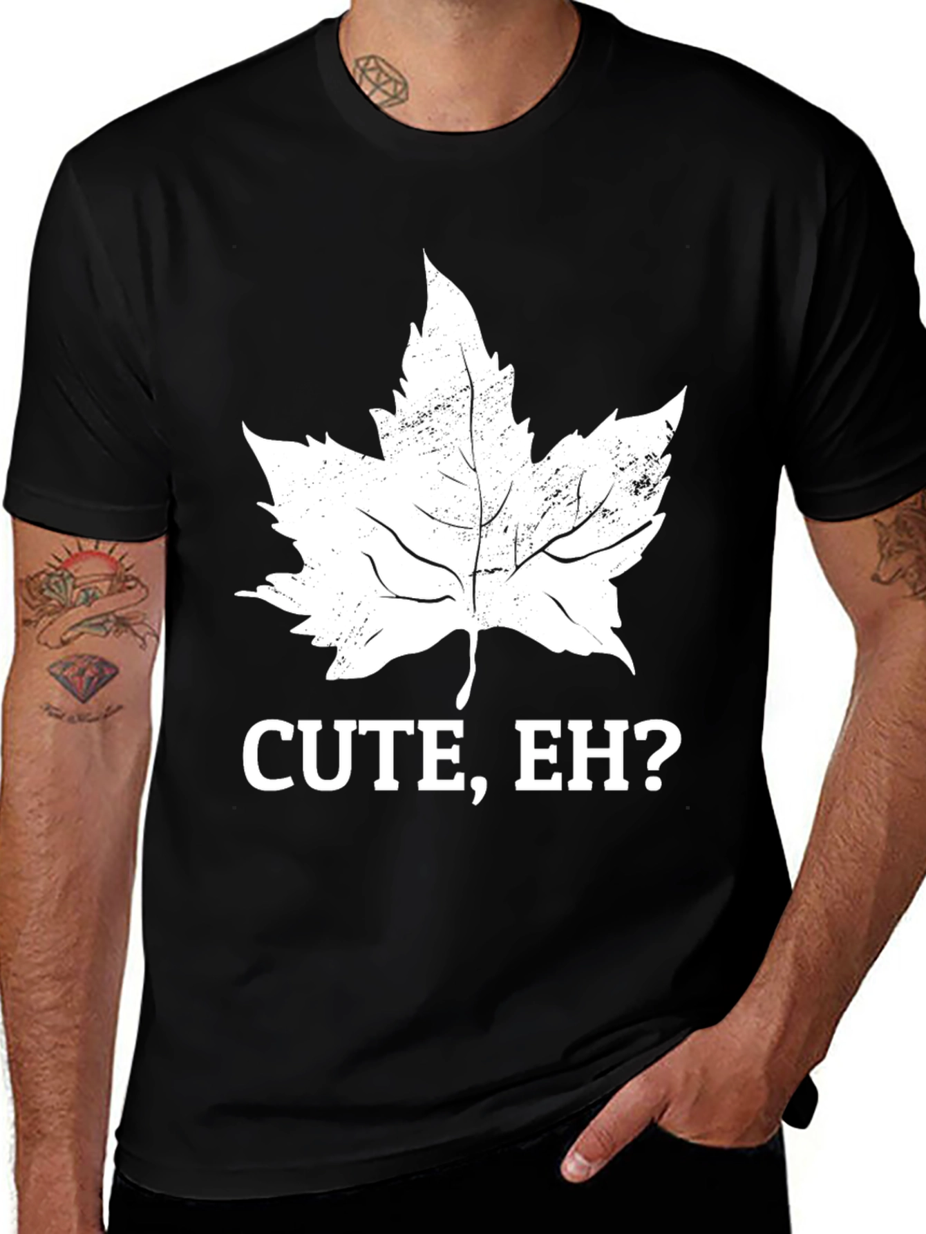 Cute Eh? Maple Leaf Graphic T-Shirt
