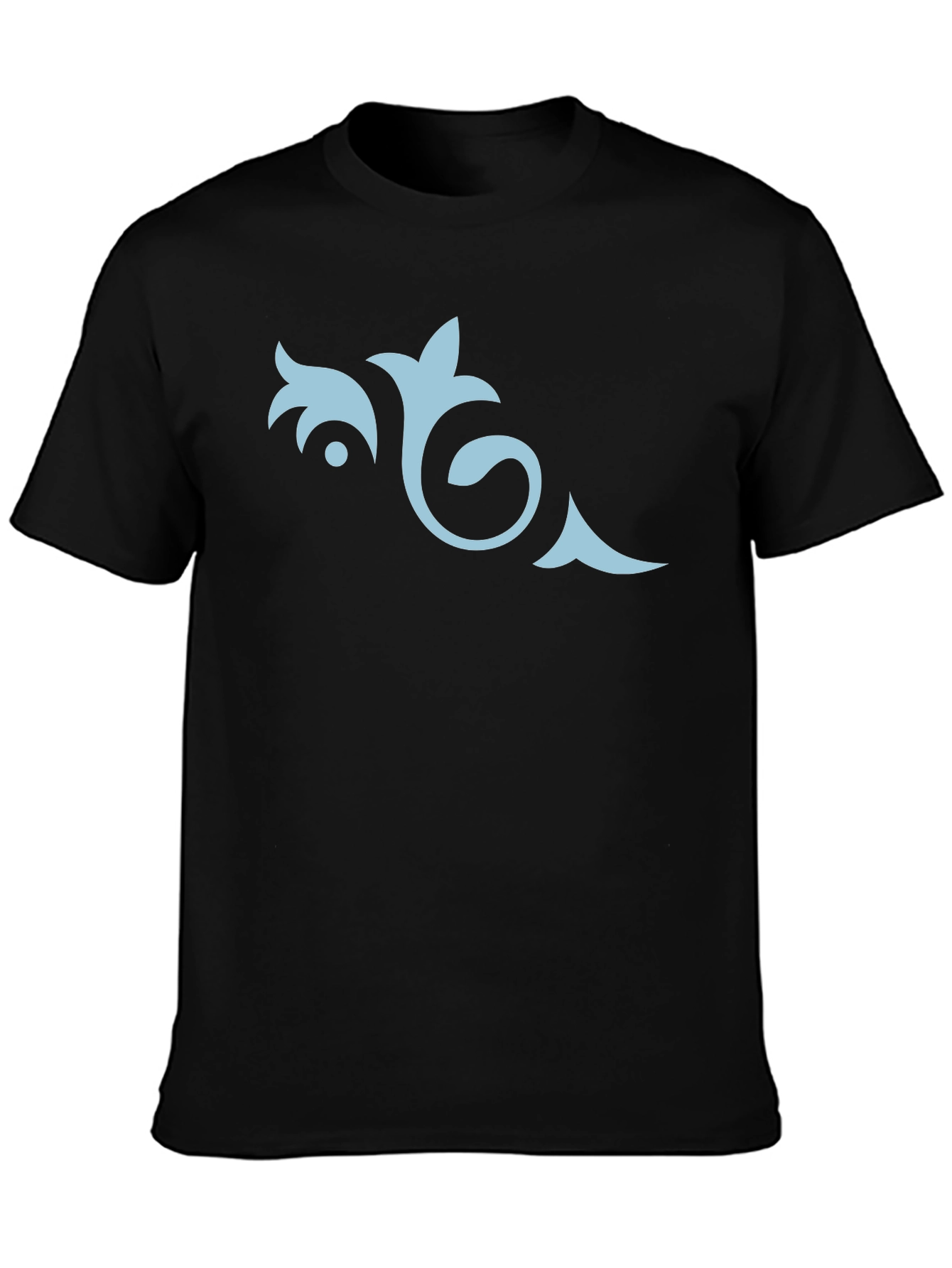Mens Black Tee with Elegant Floral Design