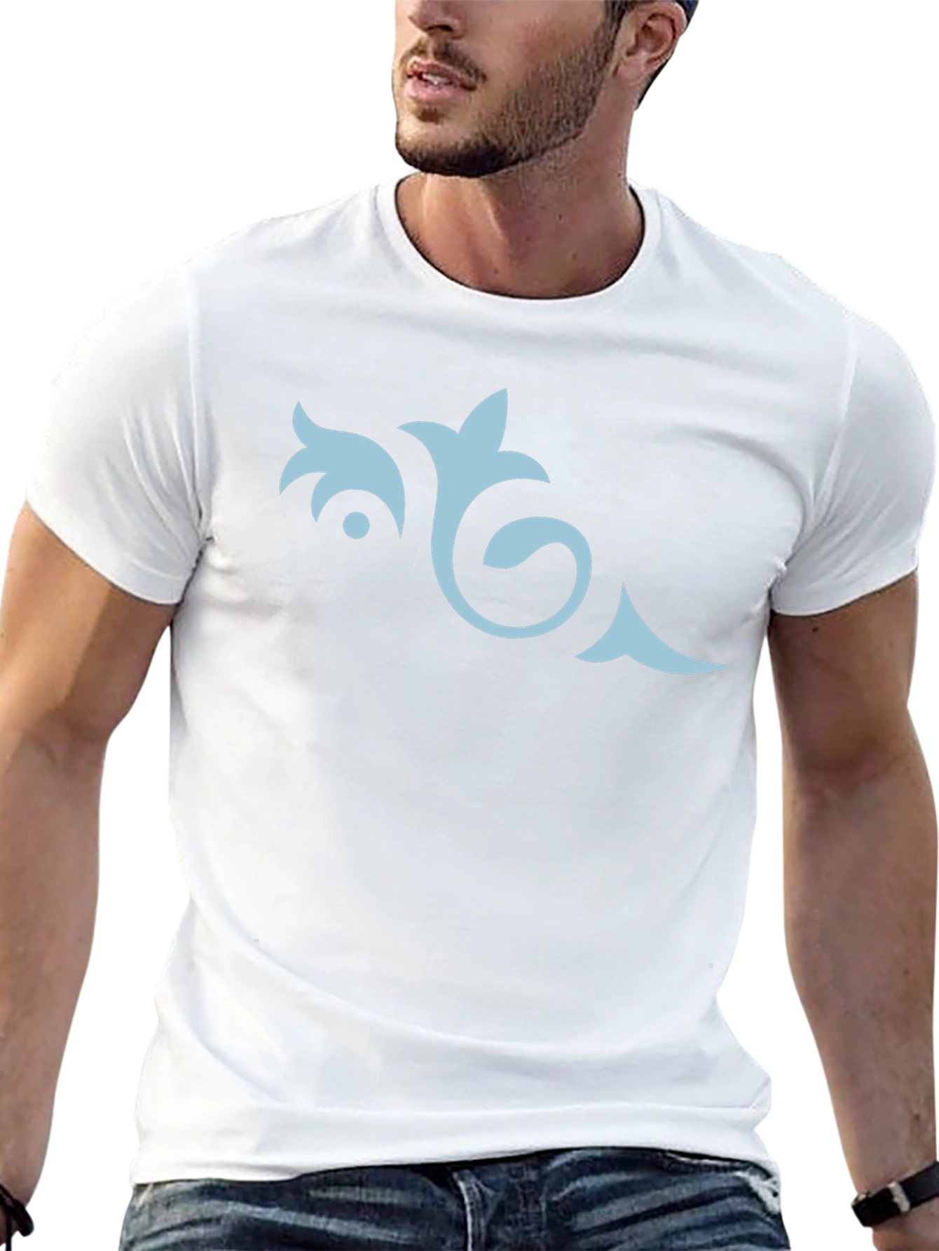 Mens Black Tee with Elegant Floral Design
