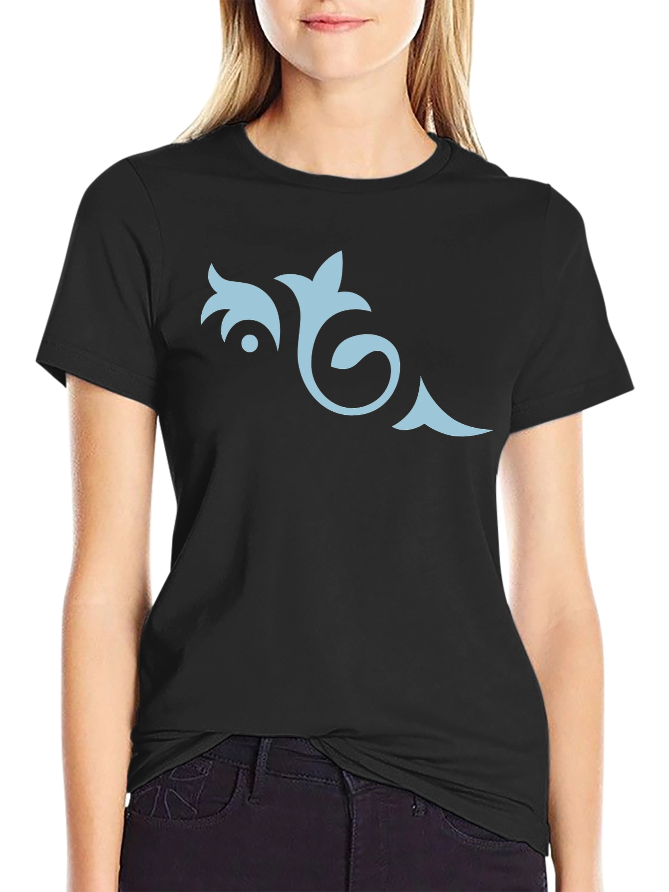 Mens Black Tee with Elegant Floral Design