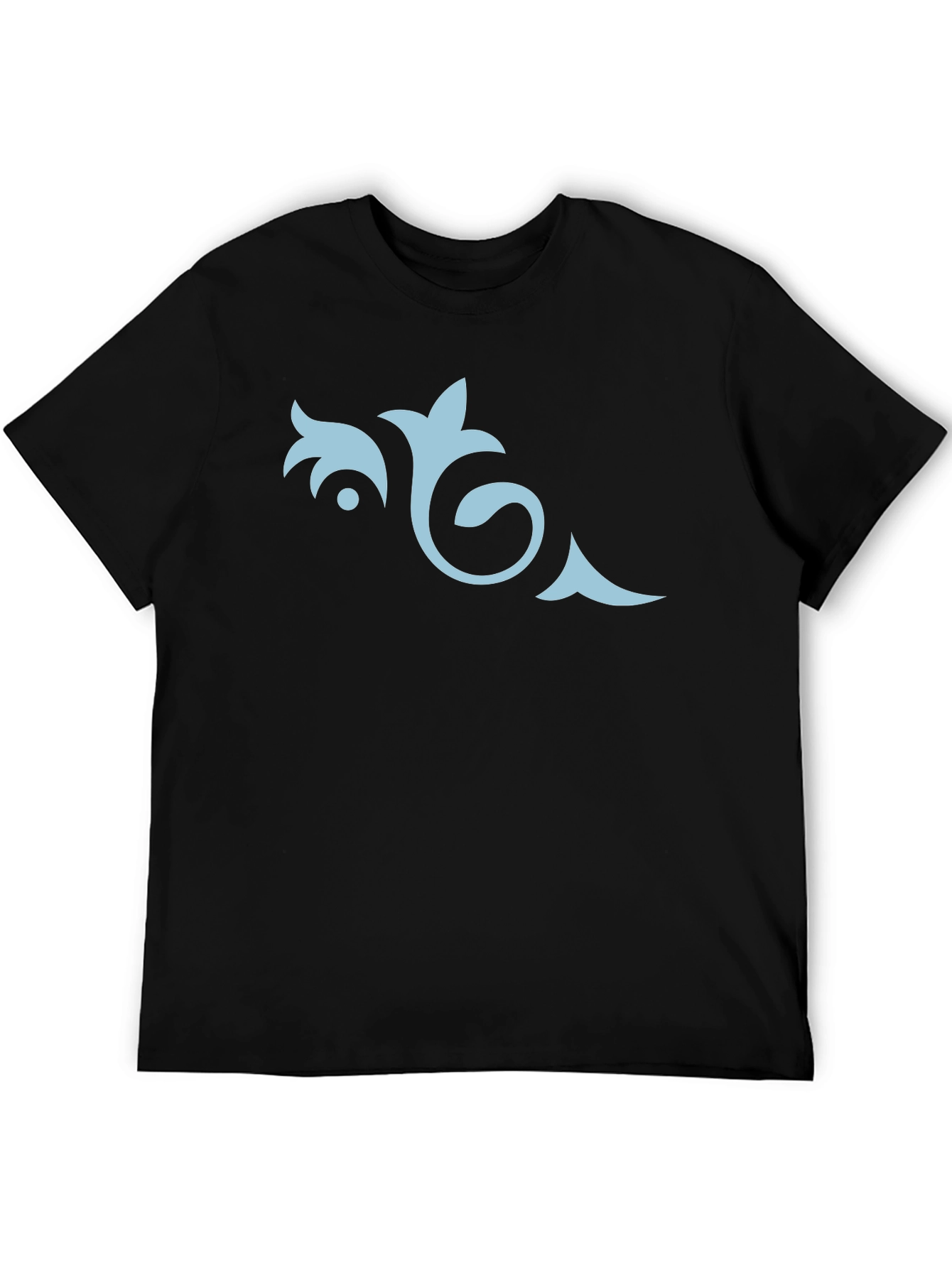 Mens Black Tee with Elegant Floral Design