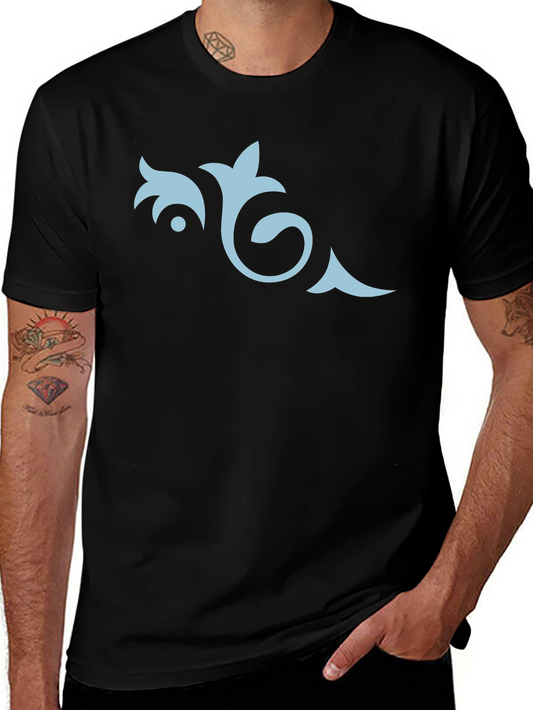 Mens Black Tee with Elegant Floral Design
