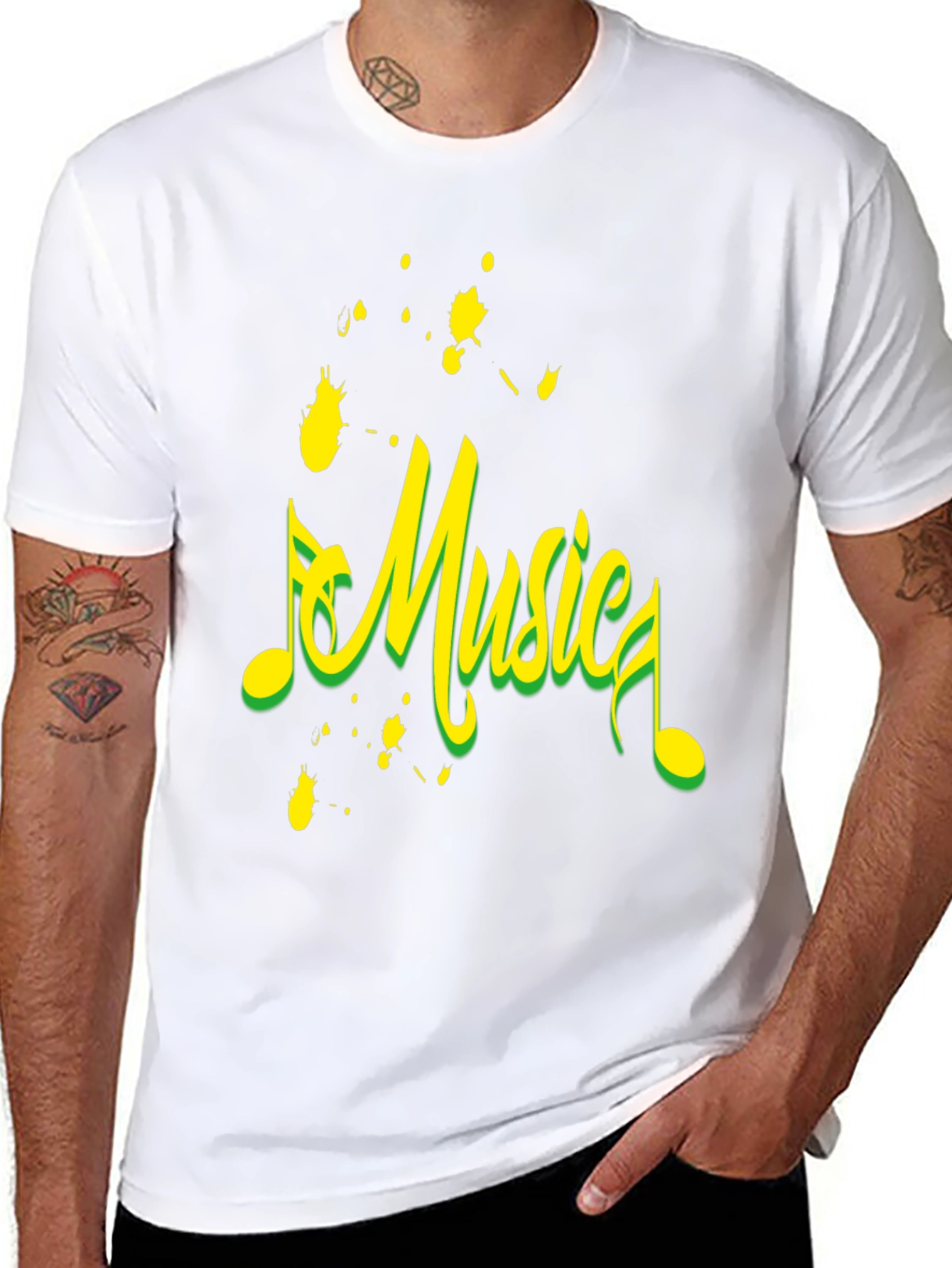 Music Design Black Cotton T-Shirt