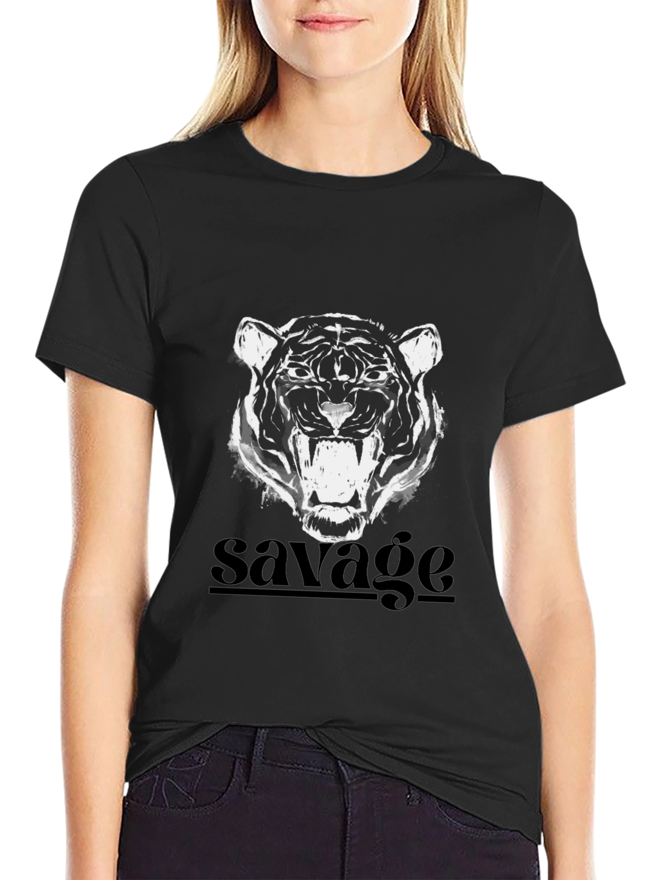 Savage Tiger Graphic Tee - Black