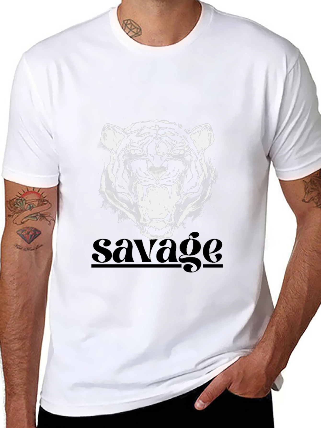Savage Tiger Graphic Tee - Black