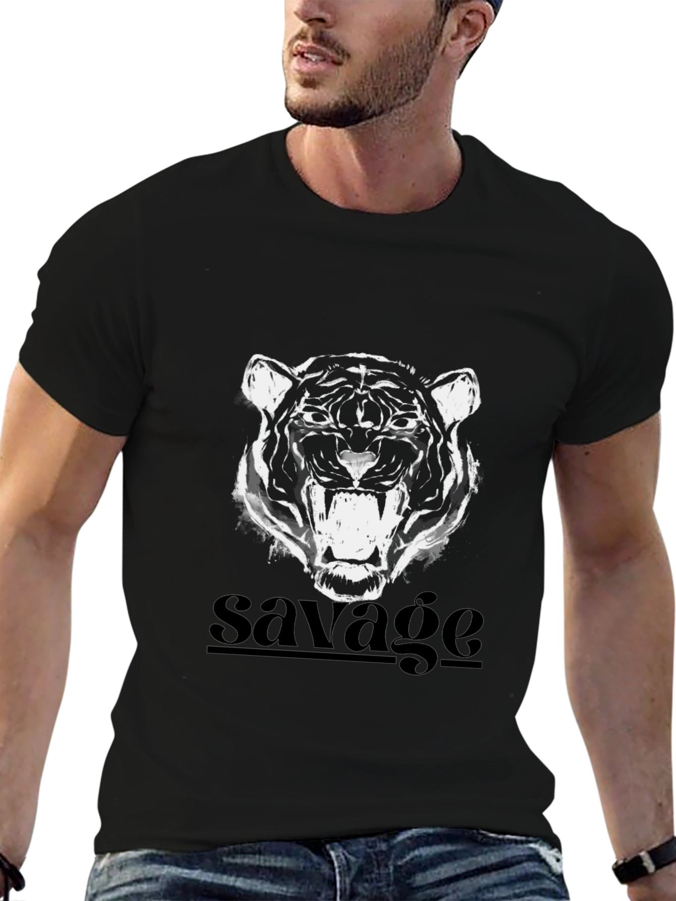 Savage Tiger Graphic Tee - Black