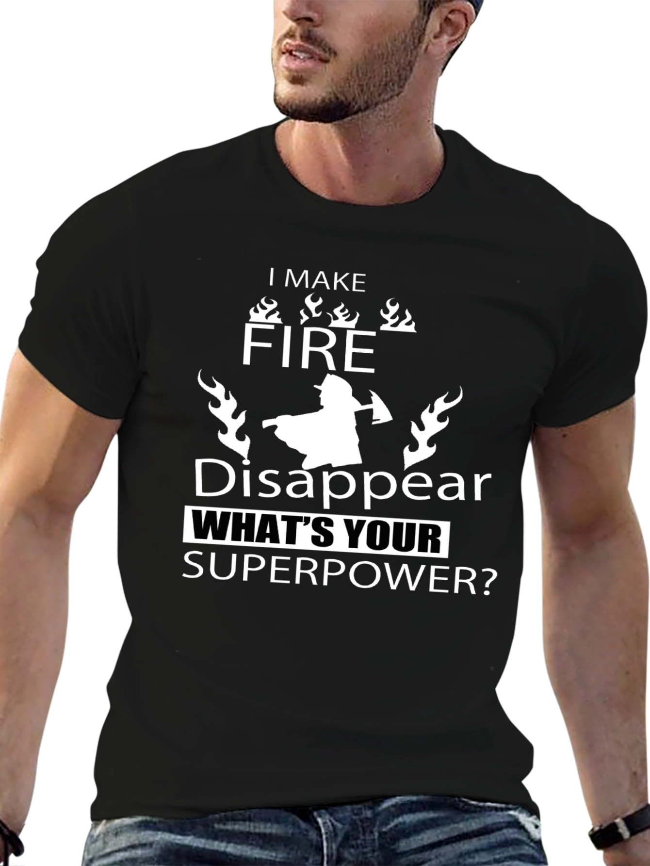 Firefighter Superpower Black T-Shirt