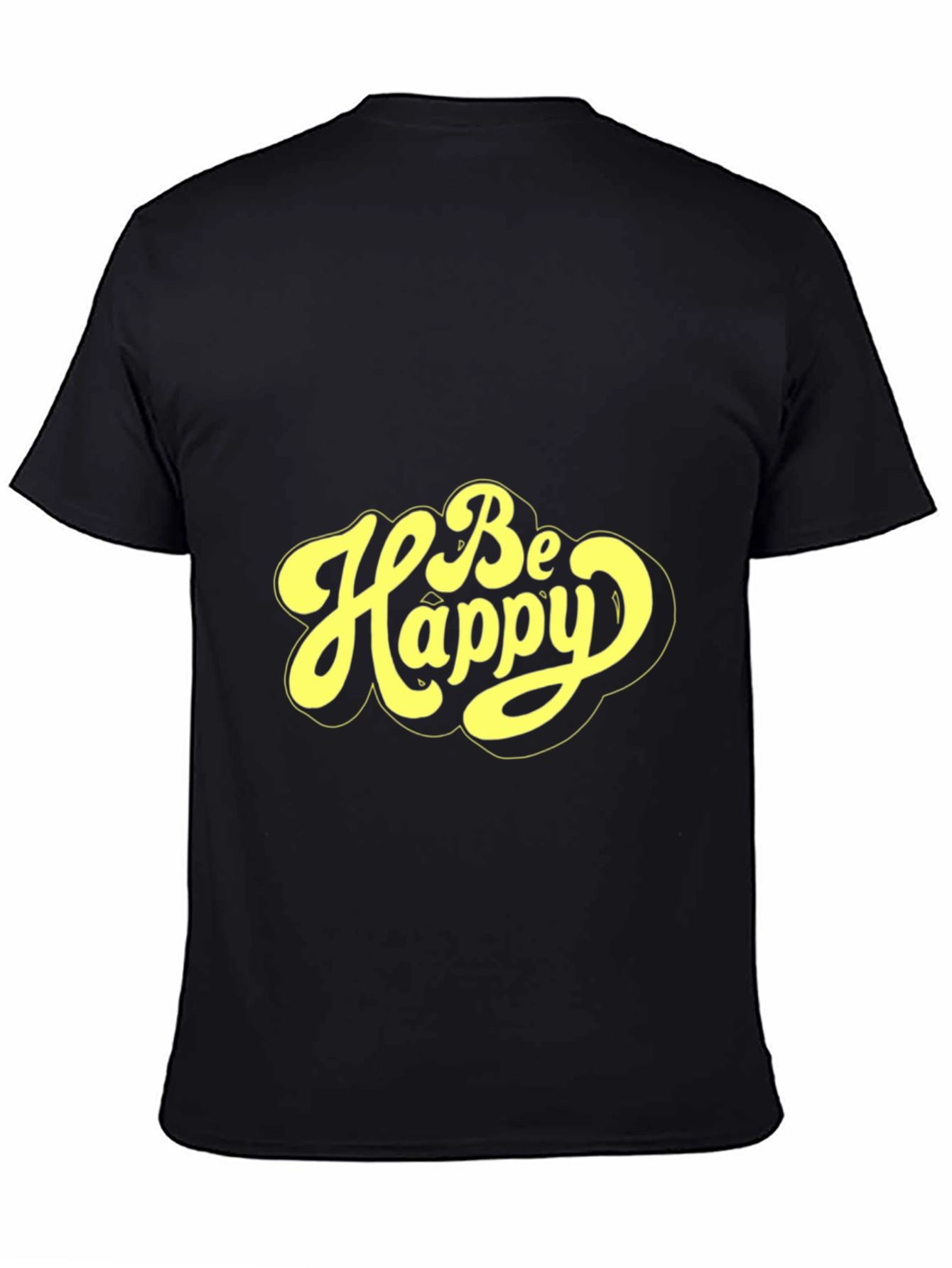 Be Happy Graphic Tee - Retro Style Black T-Shirt