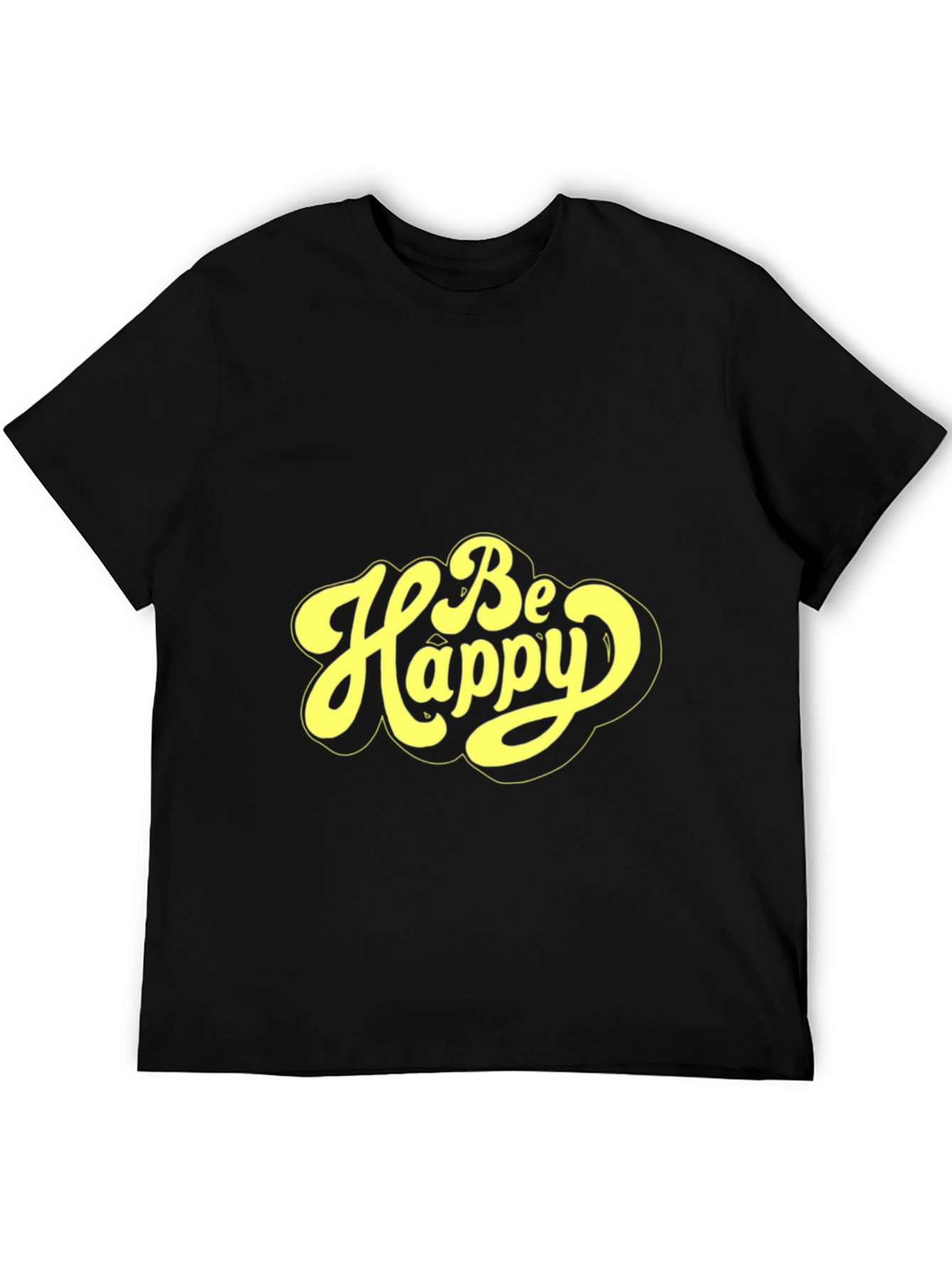 Be Happy Graphic Tee - Retro Style Black T-Shirt