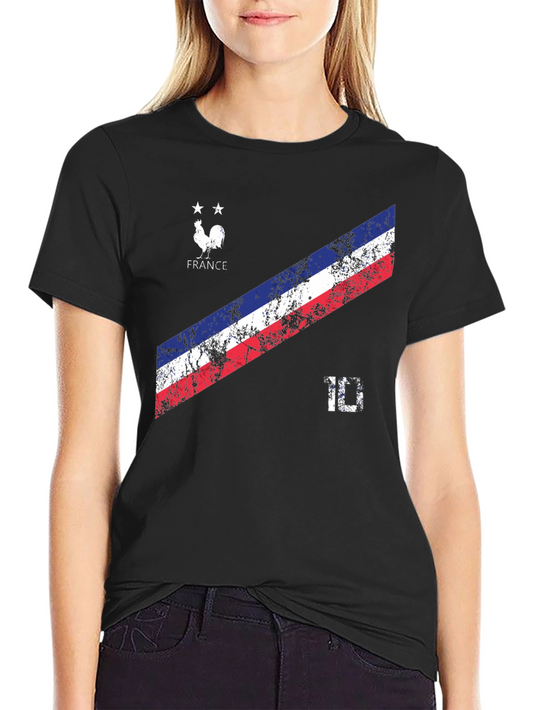 France Soccer T-Shirt Distressed National Colors