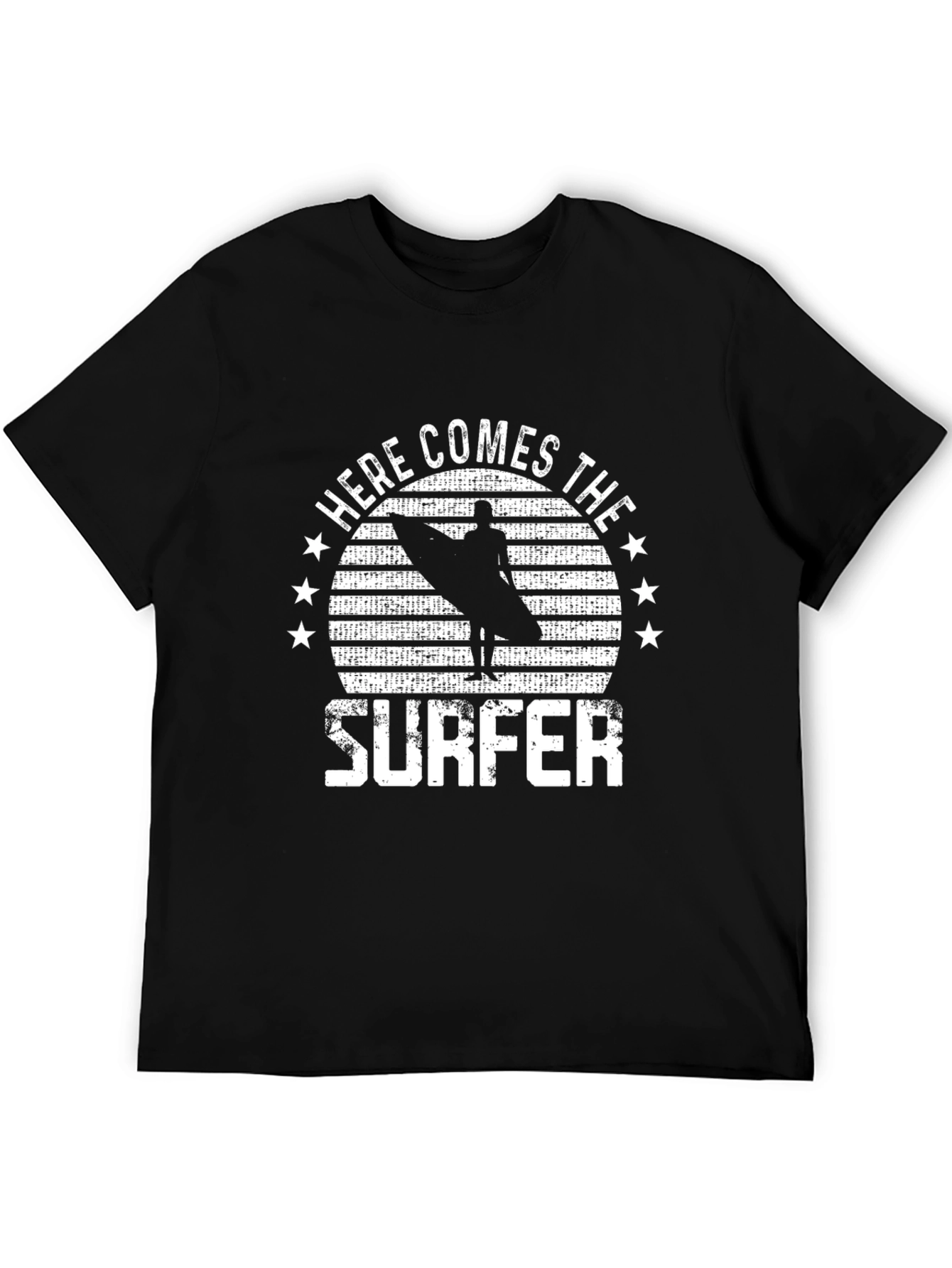 Here Comes The Surfer Black T-Shirt