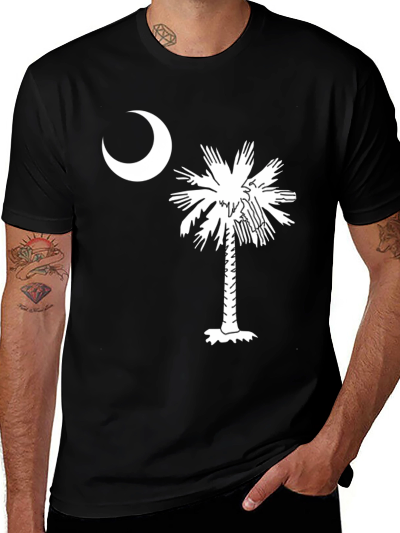 South Carolina Flag T-Shirt Palm Tree Crescent Moon