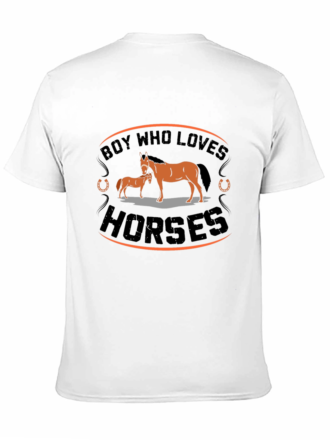 Boy Who Loves Horses Graphic T-Shirt - Black