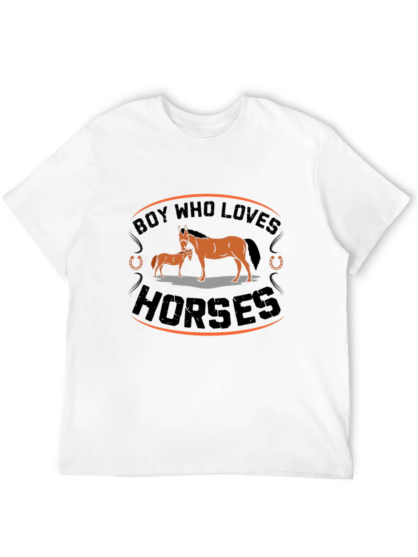 Boy Who Loves Horses Graphic T-Shirt - Black