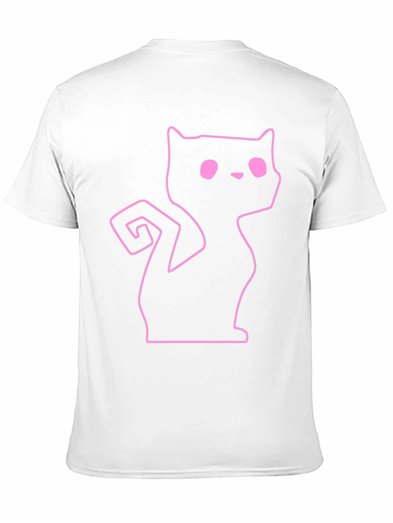 Pink Outline Cat Graphic Black T-Shirt