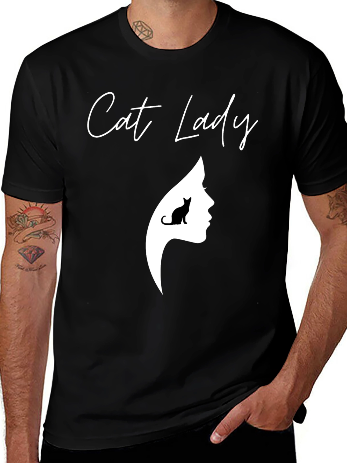 Cat Lady Graphic Tee - Unisex Black T-Shirt