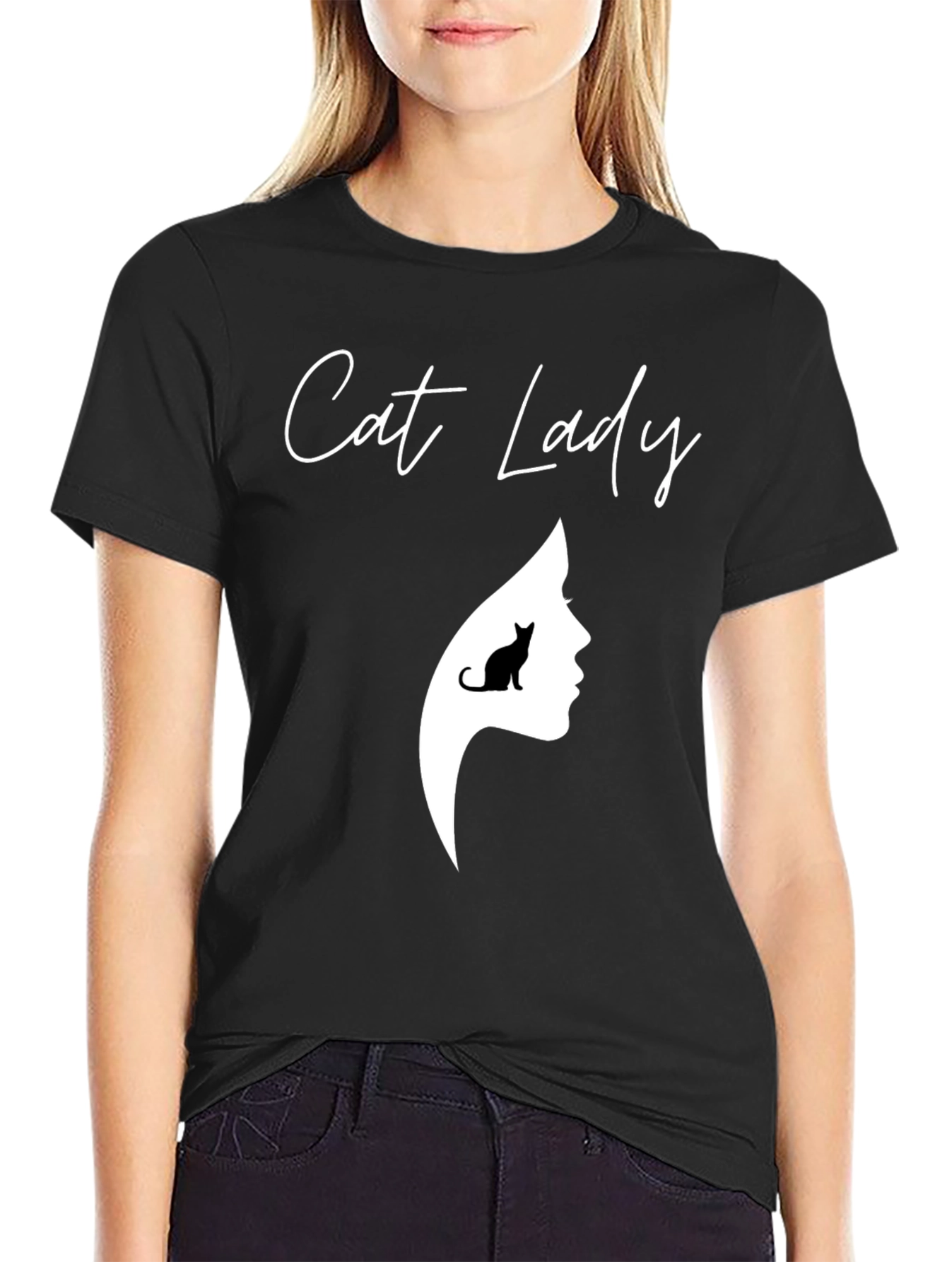 Cat Lady Graphic Tee - Unisex Black T-Shirt