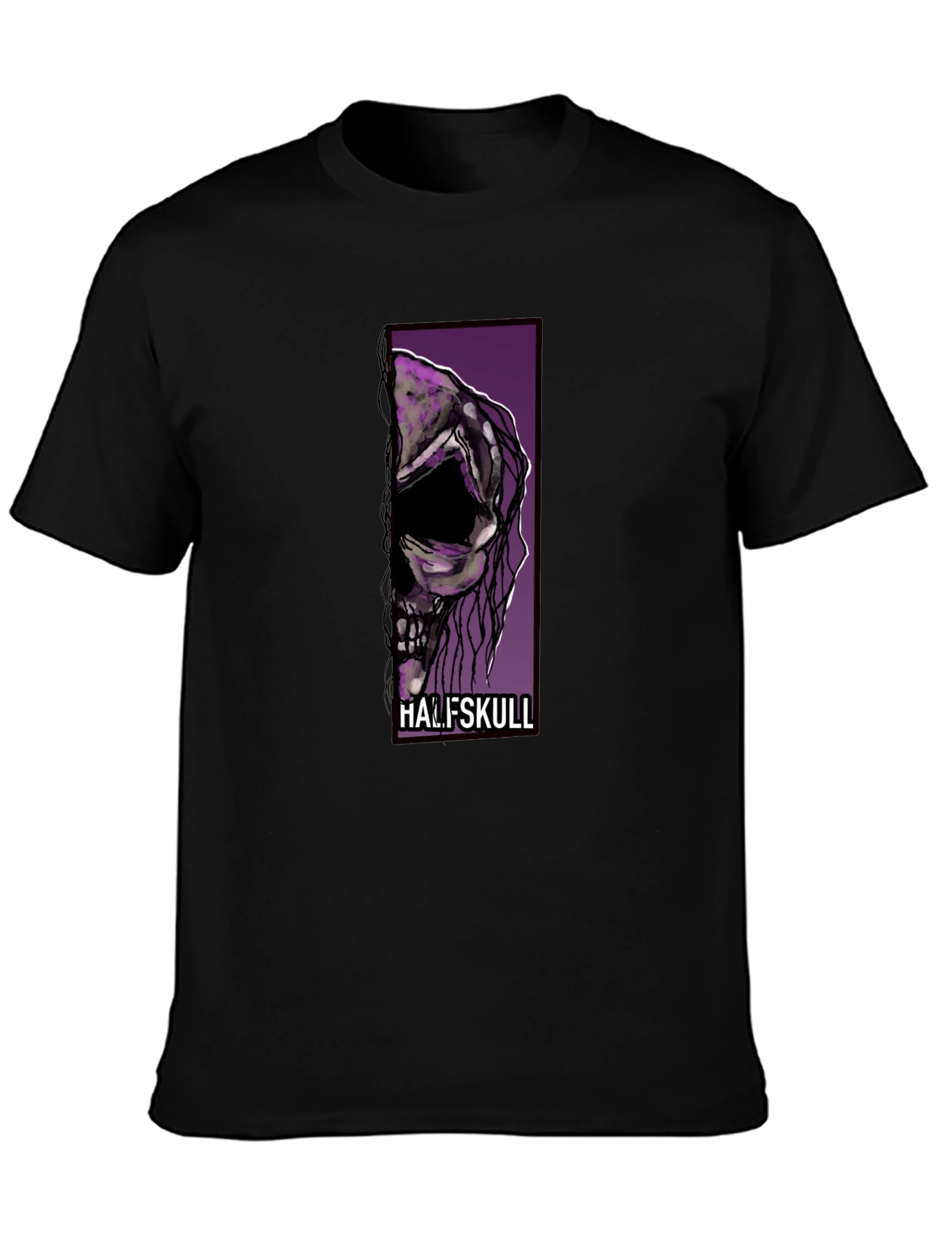 Half Skull Graphic Tee - Mens Black T-Shirt