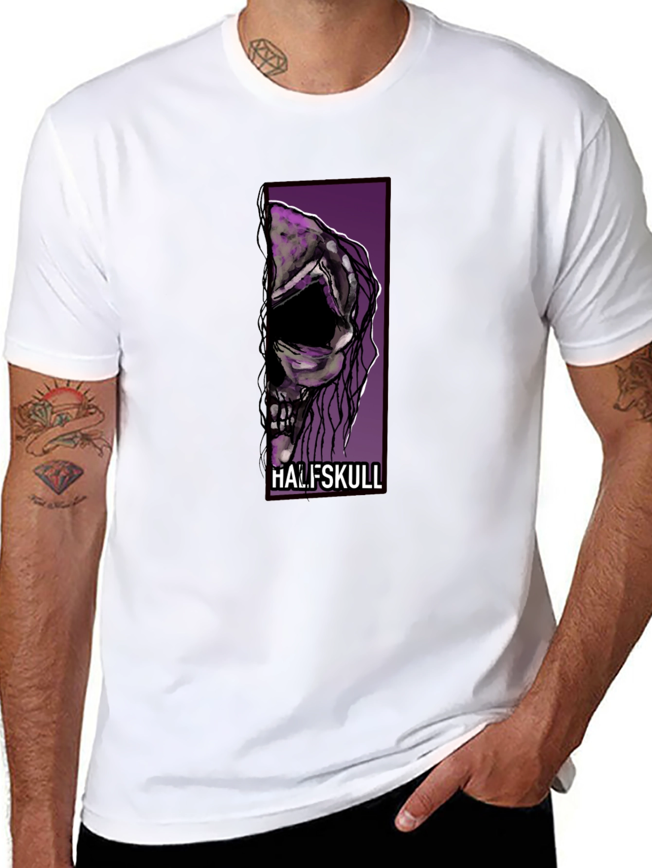 Half Skull Graphic Tee - Mens Black T-Shirt