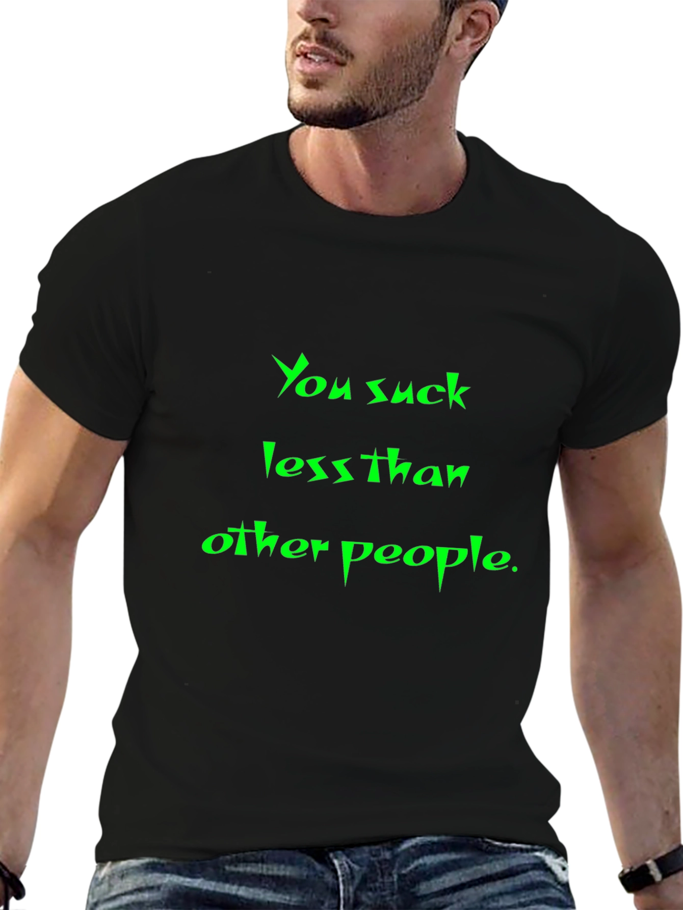 Humorous You Suck Less Black T-Shirt
