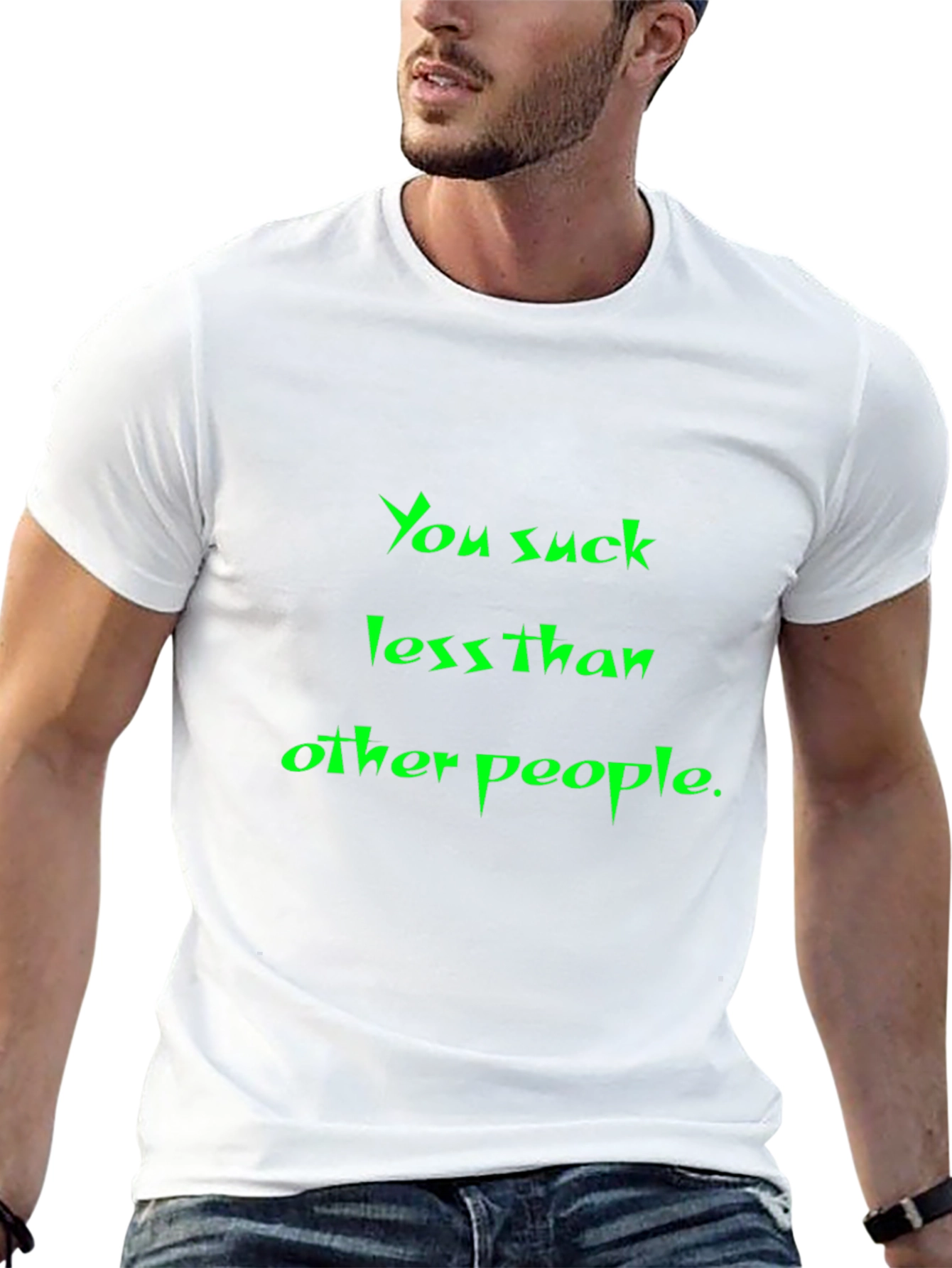 Humorous You Suck Less Black T-Shirt