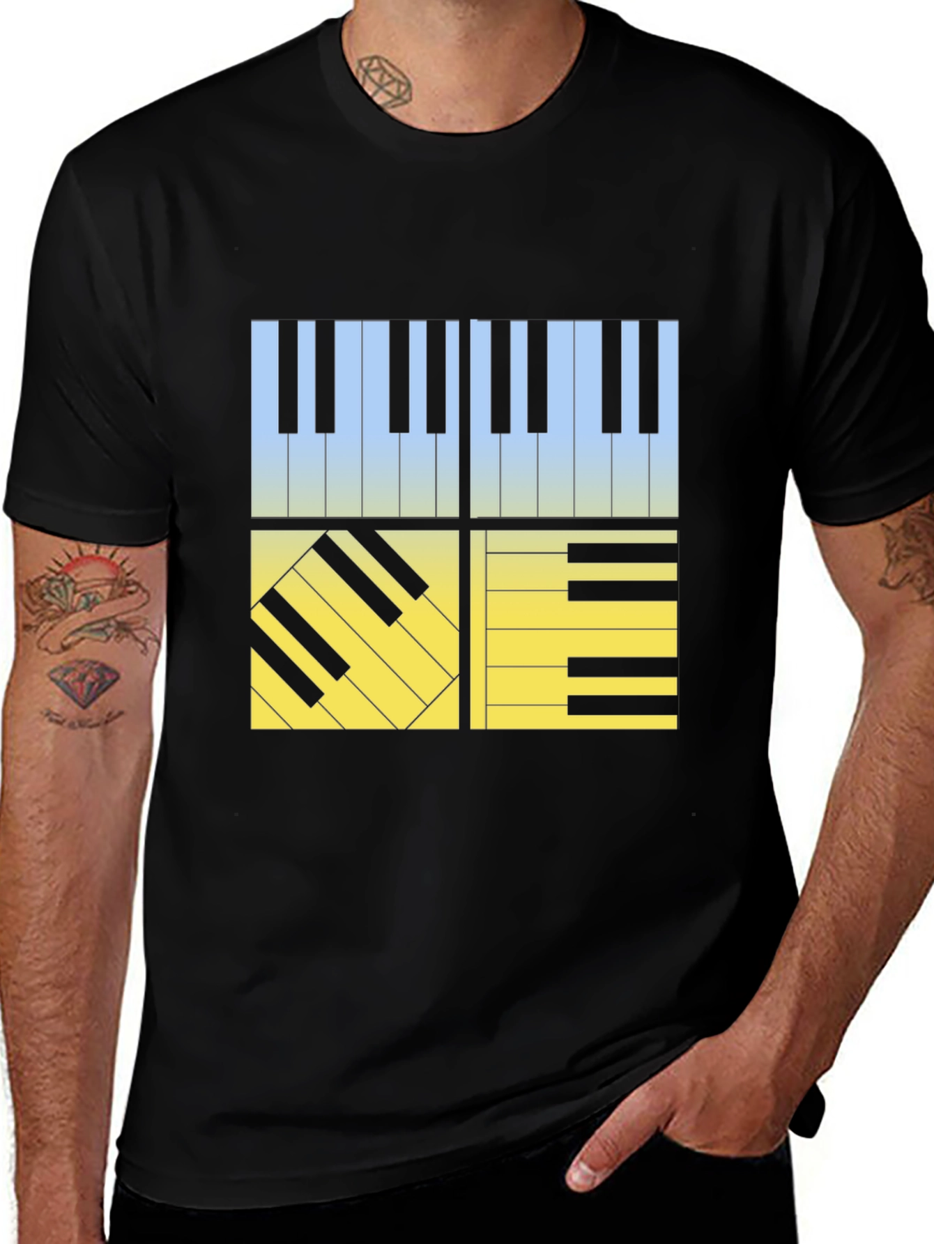 Piano Keys Graphic Tee - Black Cotton T-Shirt