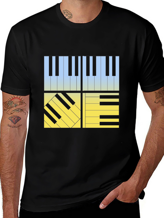 Piano Keys Graphic Tee - Black Cotton T-Shirt