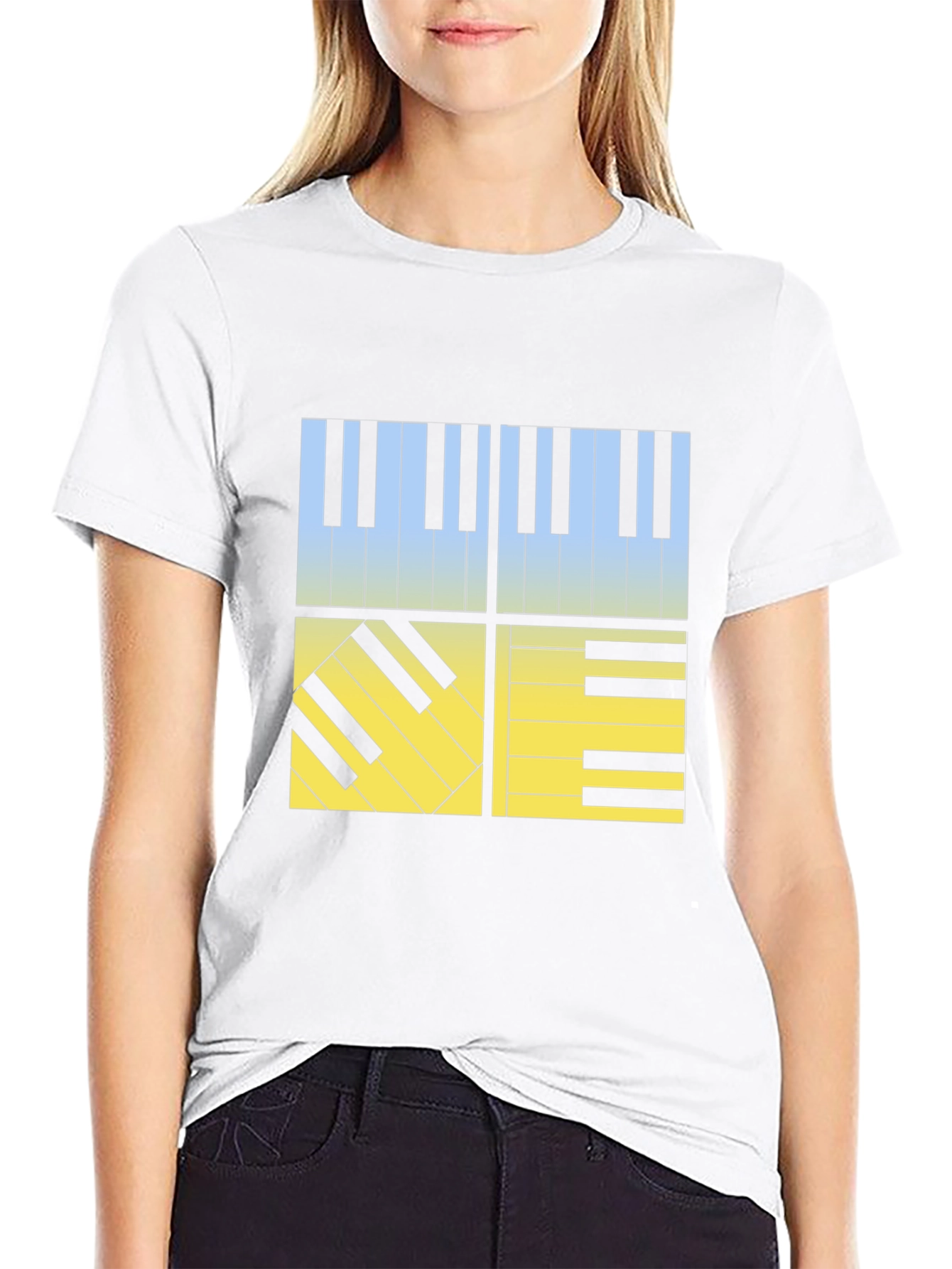 Piano Keys Graphic Tee - Black Cotton T-Shirt