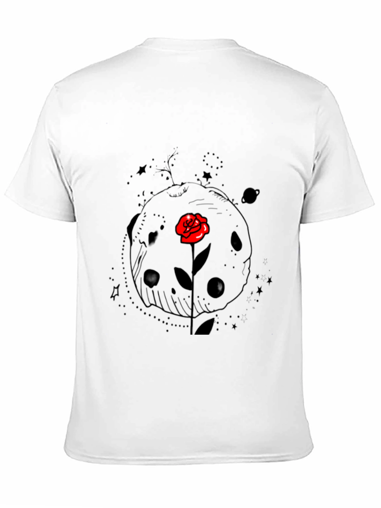 Space Rose Graphic Tee - Black Cotton T-Shirt