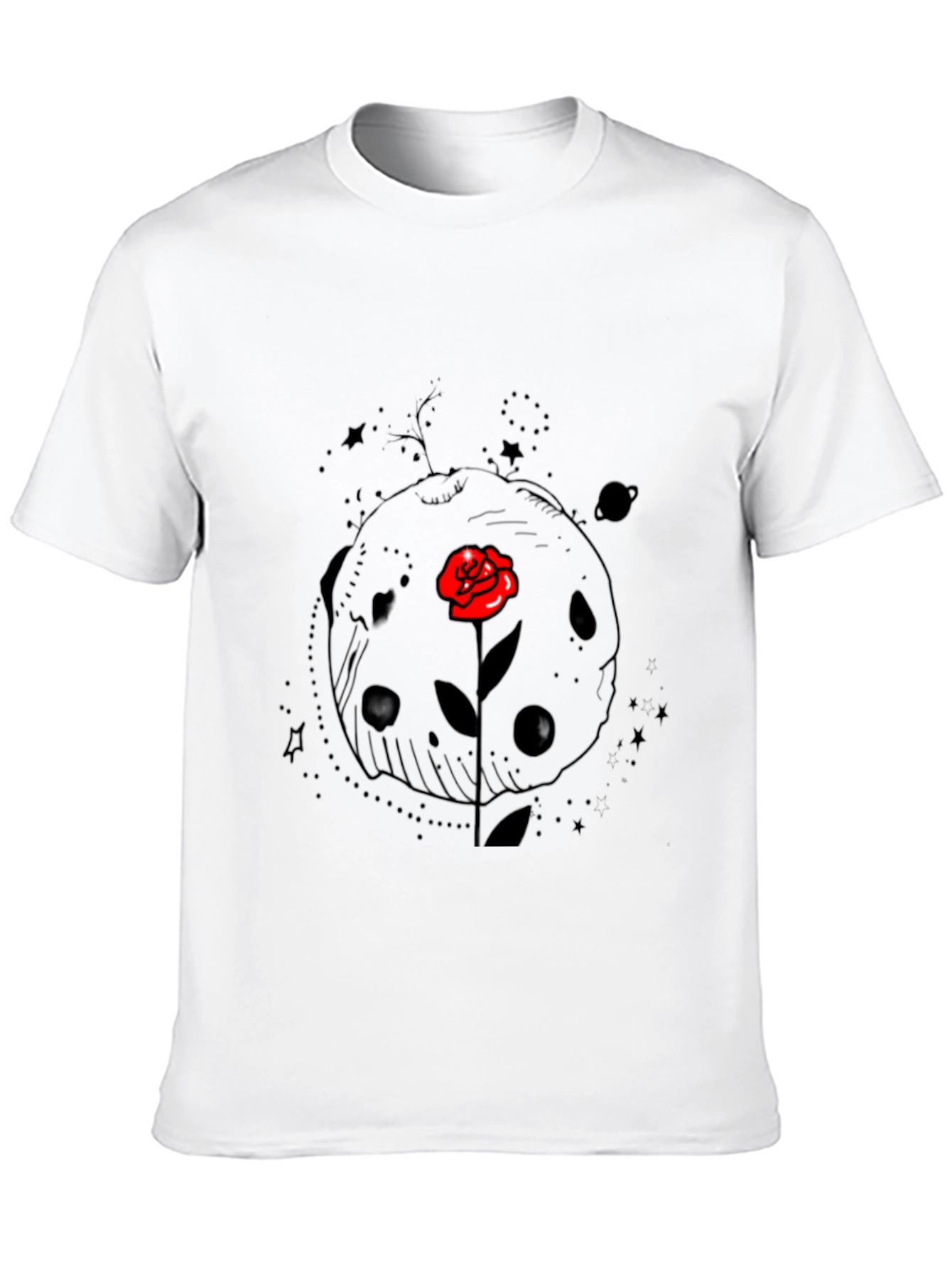 Space Rose Graphic Tee - Black Cotton T-Shirt