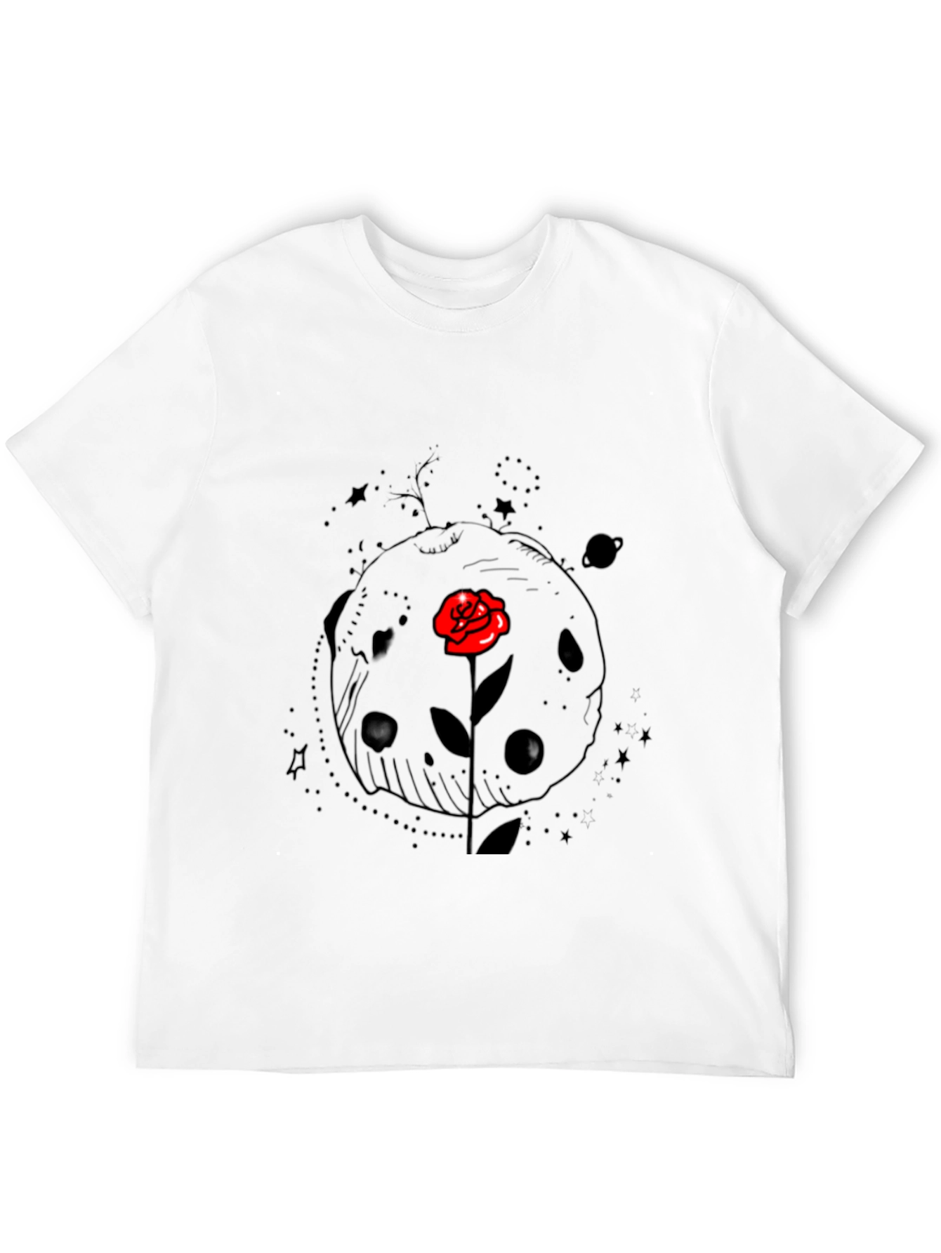 Space Rose Graphic Tee - Black Cotton T-Shirt