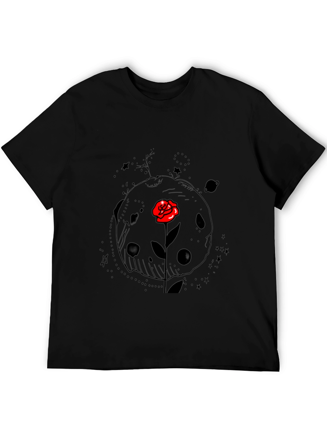 Space Rose Graphic Tee - Black Cotton T-Shirt