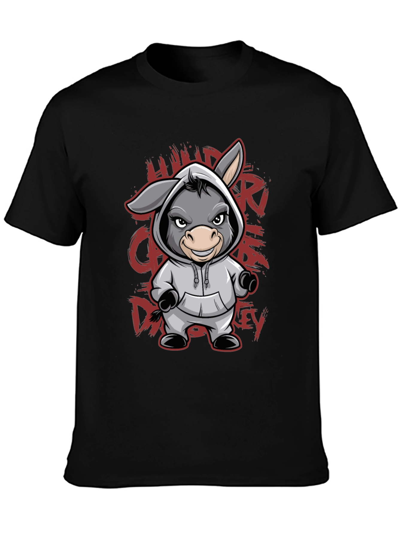 Hooded Donkey T-Shirt - Funny Animal Graphic Tee
