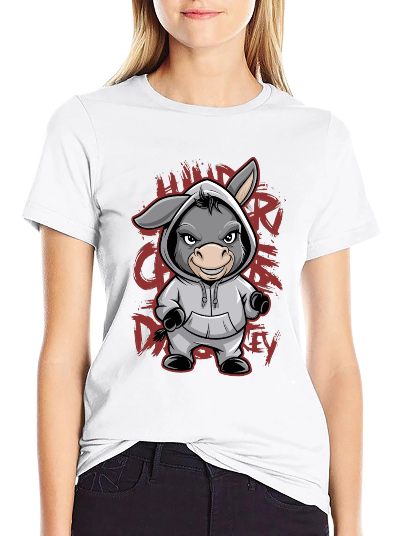 Hooded Donkey T-Shirt - Funny Animal Graphic Tee