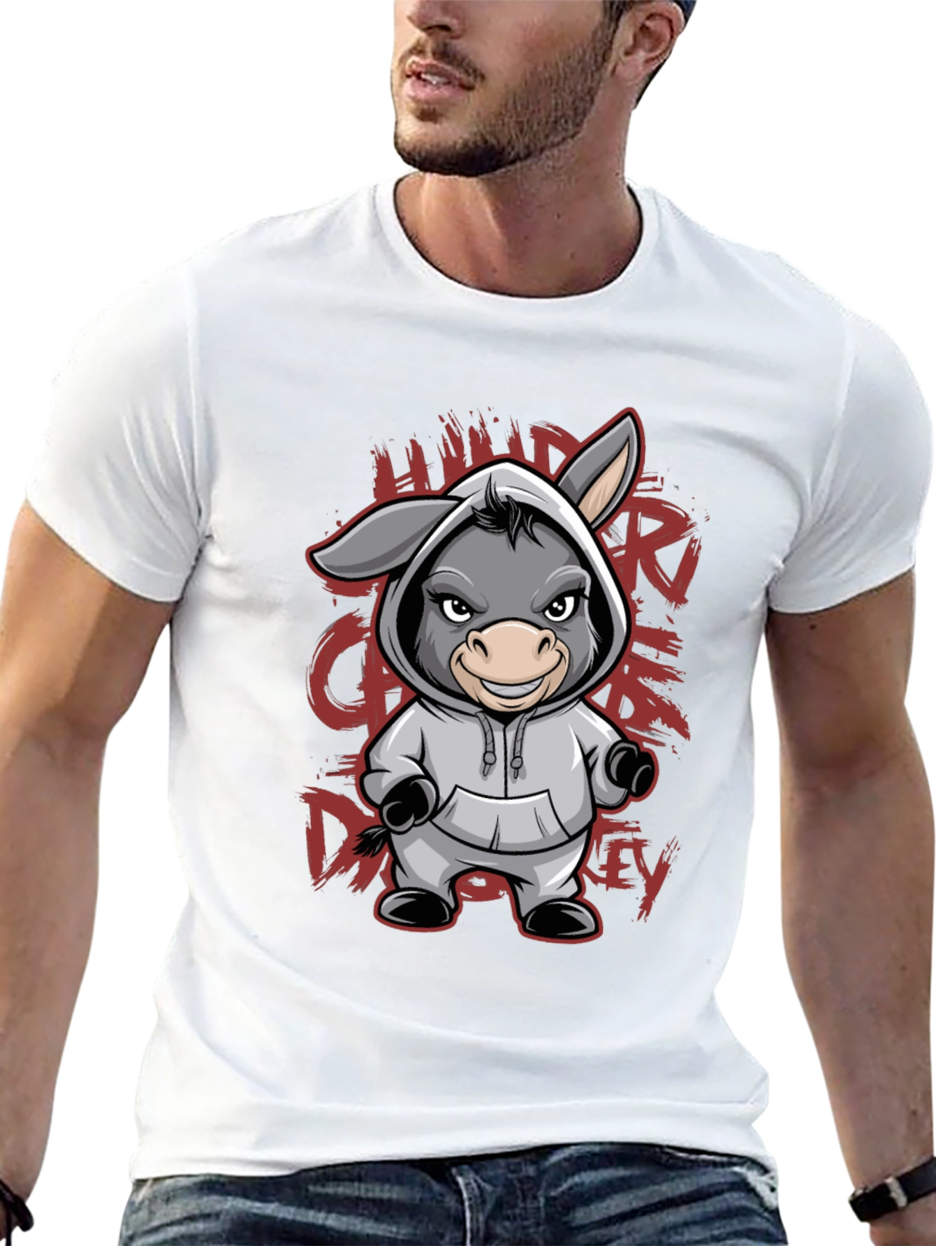 Hooded Donkey T-Shirt - Funny Animal Graphic Tee