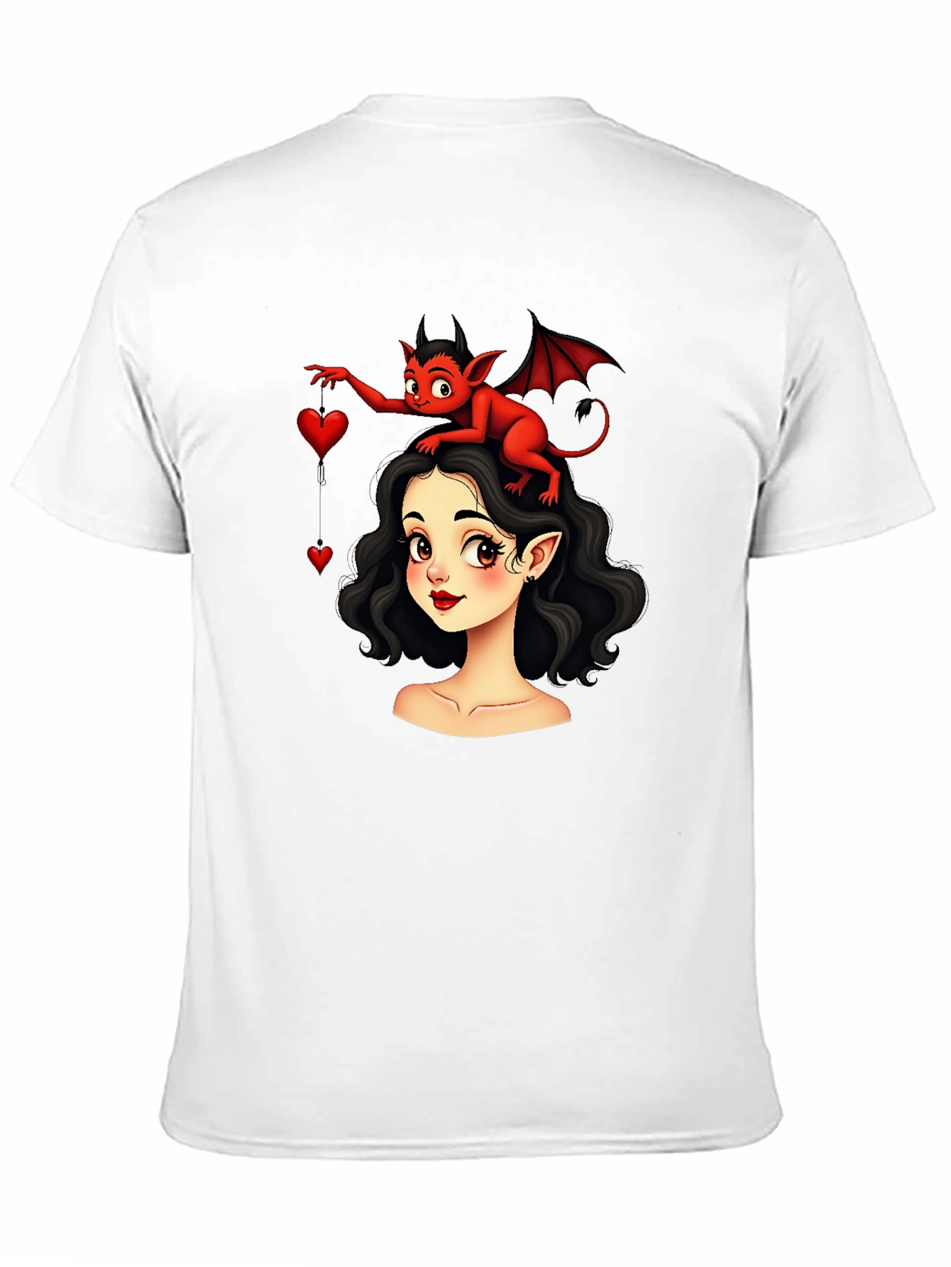 Cartoon Girl & Devil Heart T-Shirt