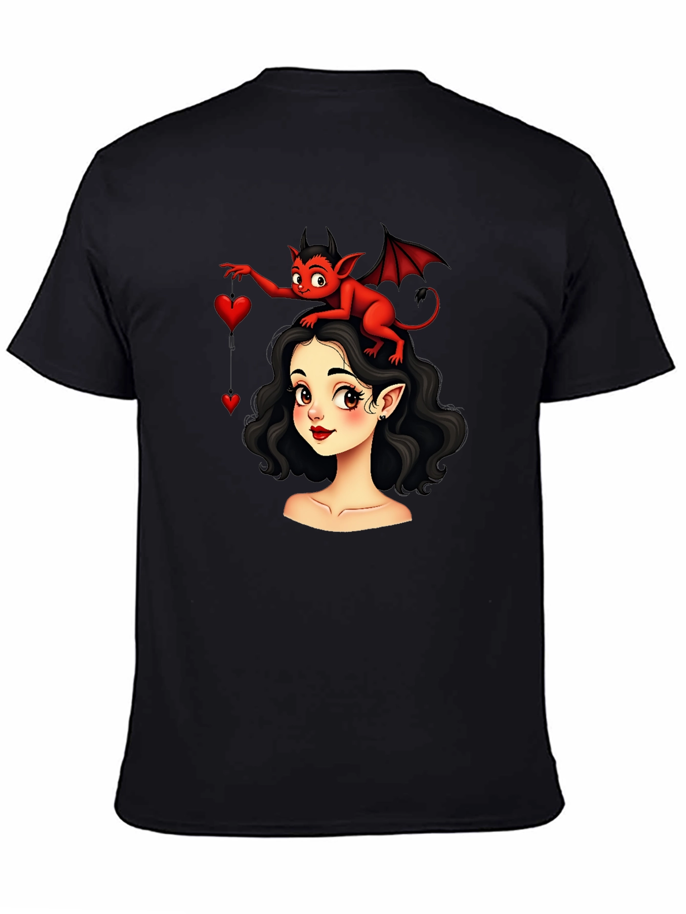 Cartoon Girl & Devil Heart T-Shirt