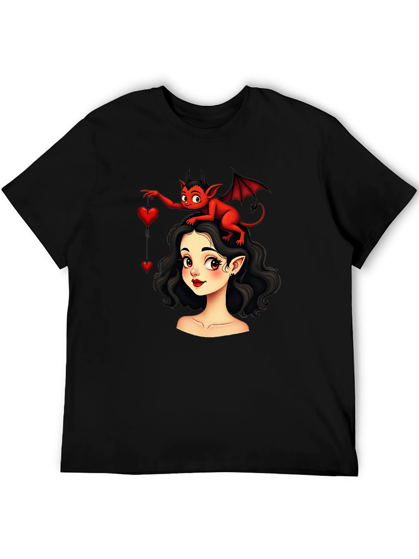 Cartoon Girl & Devil Heart T-Shirt