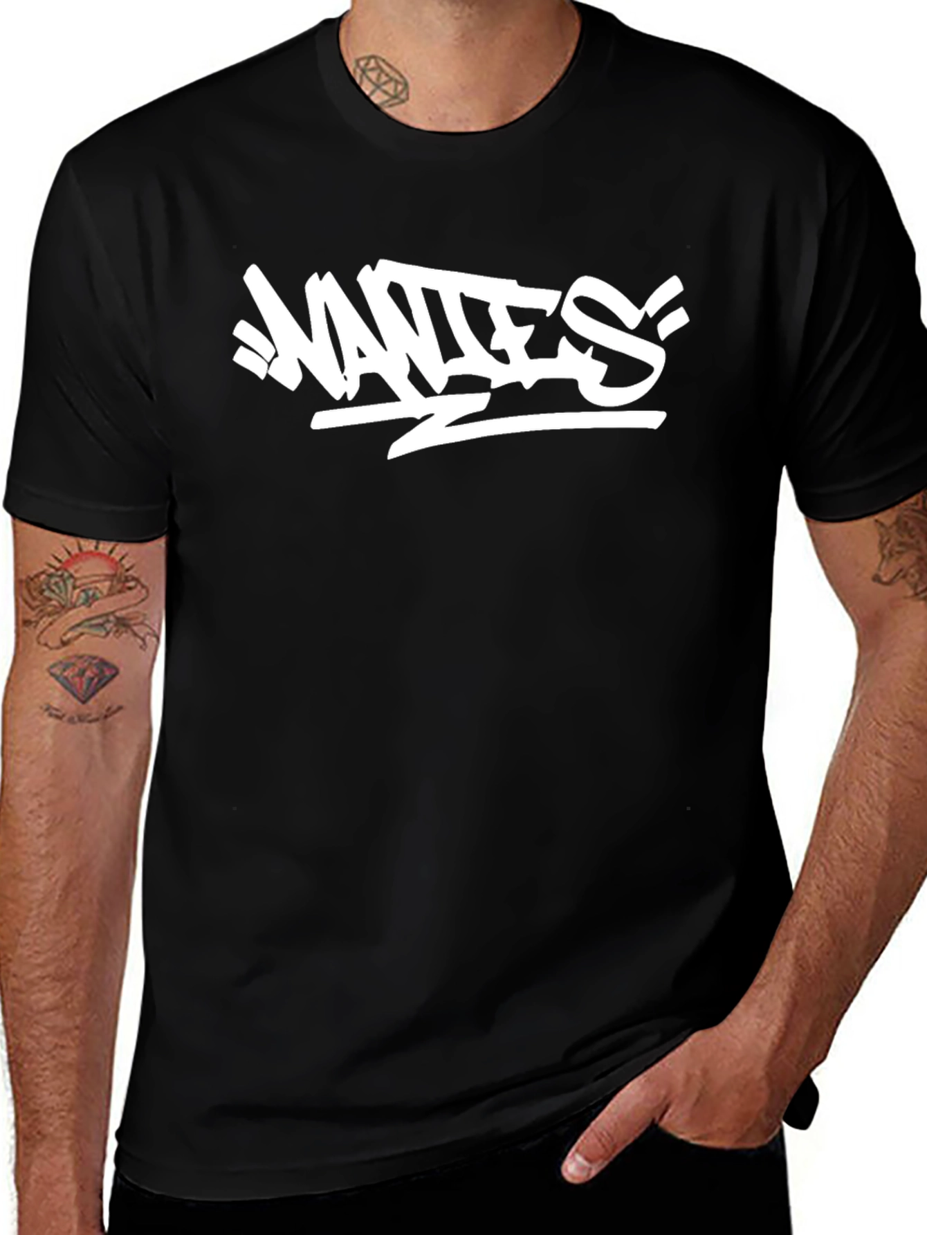 Urban Edge Graphic Tee - White Print on Black