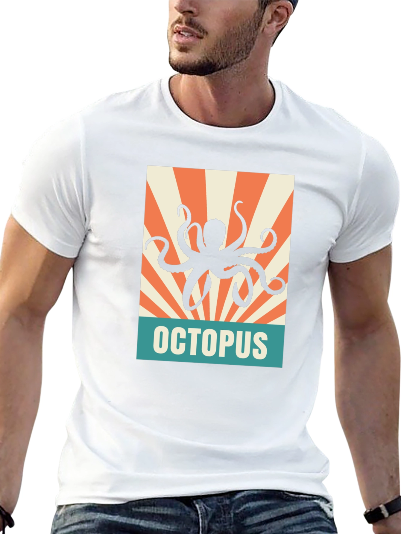 Retro Octopus Graphic Tee - Black Unisex T-Shirt