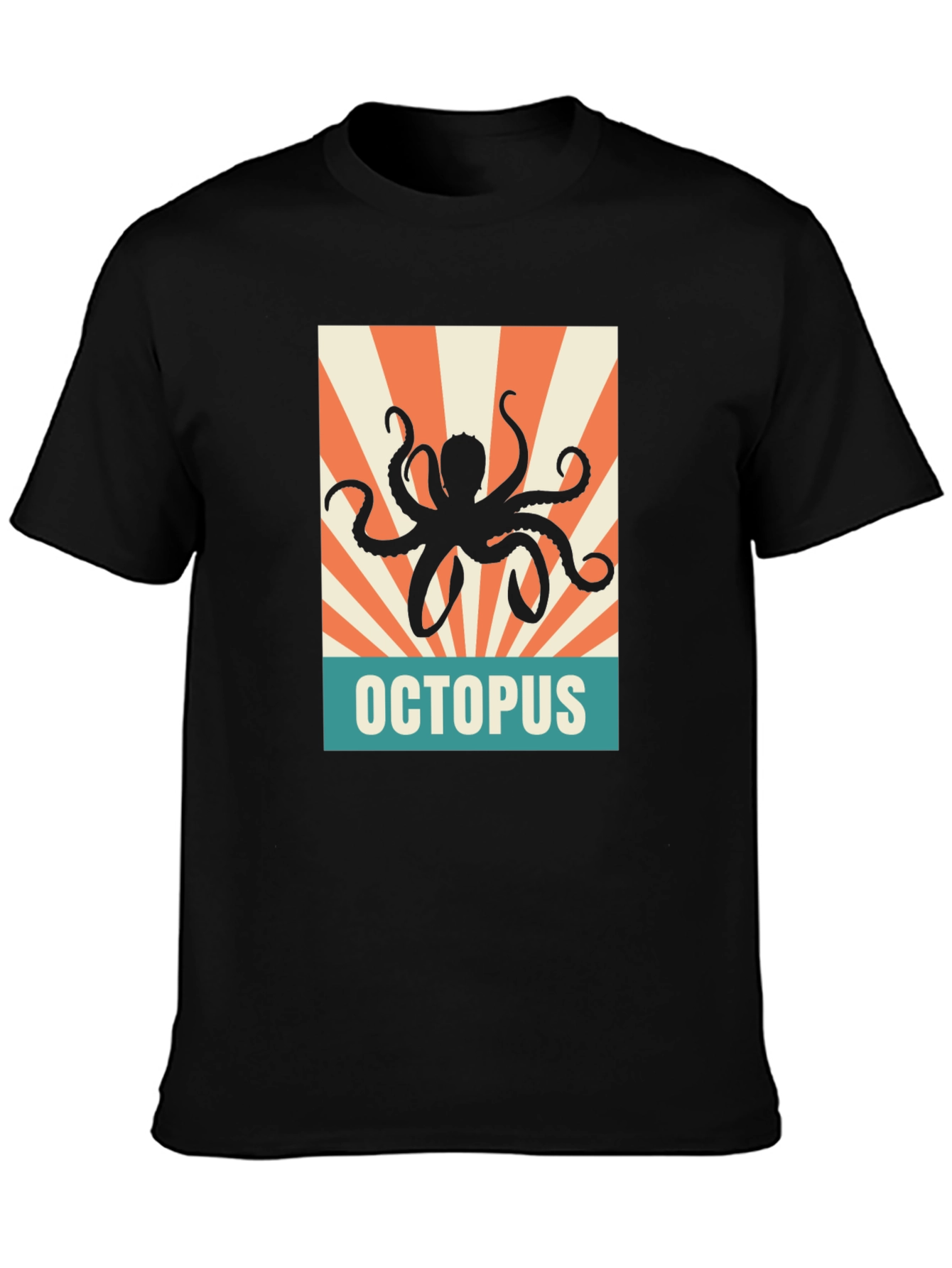 Retro Octopus Graphic Tee - Black Unisex T-Shirt