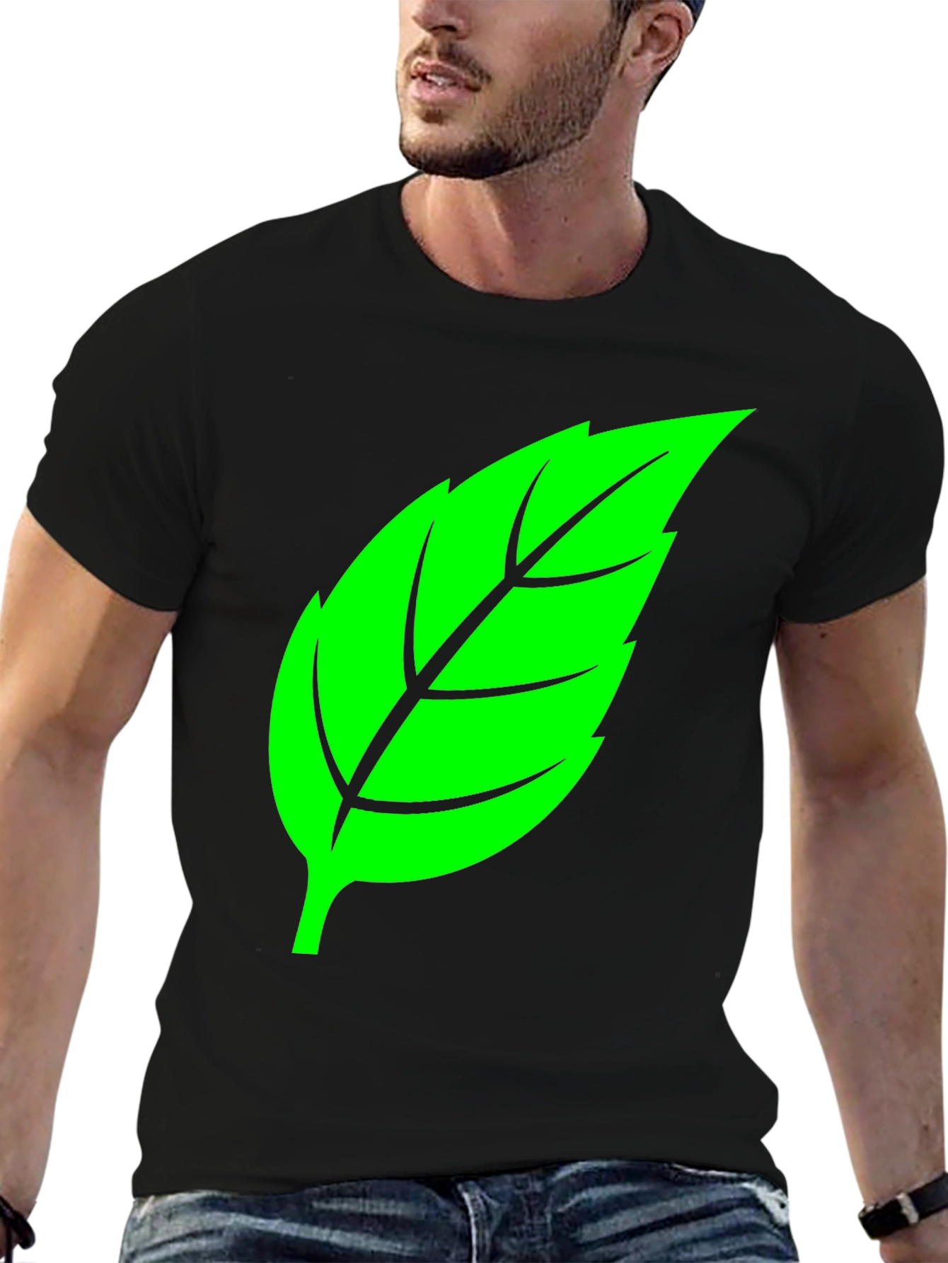 Leaf Graphic Black T-Shirt - Nature Inspired Tee