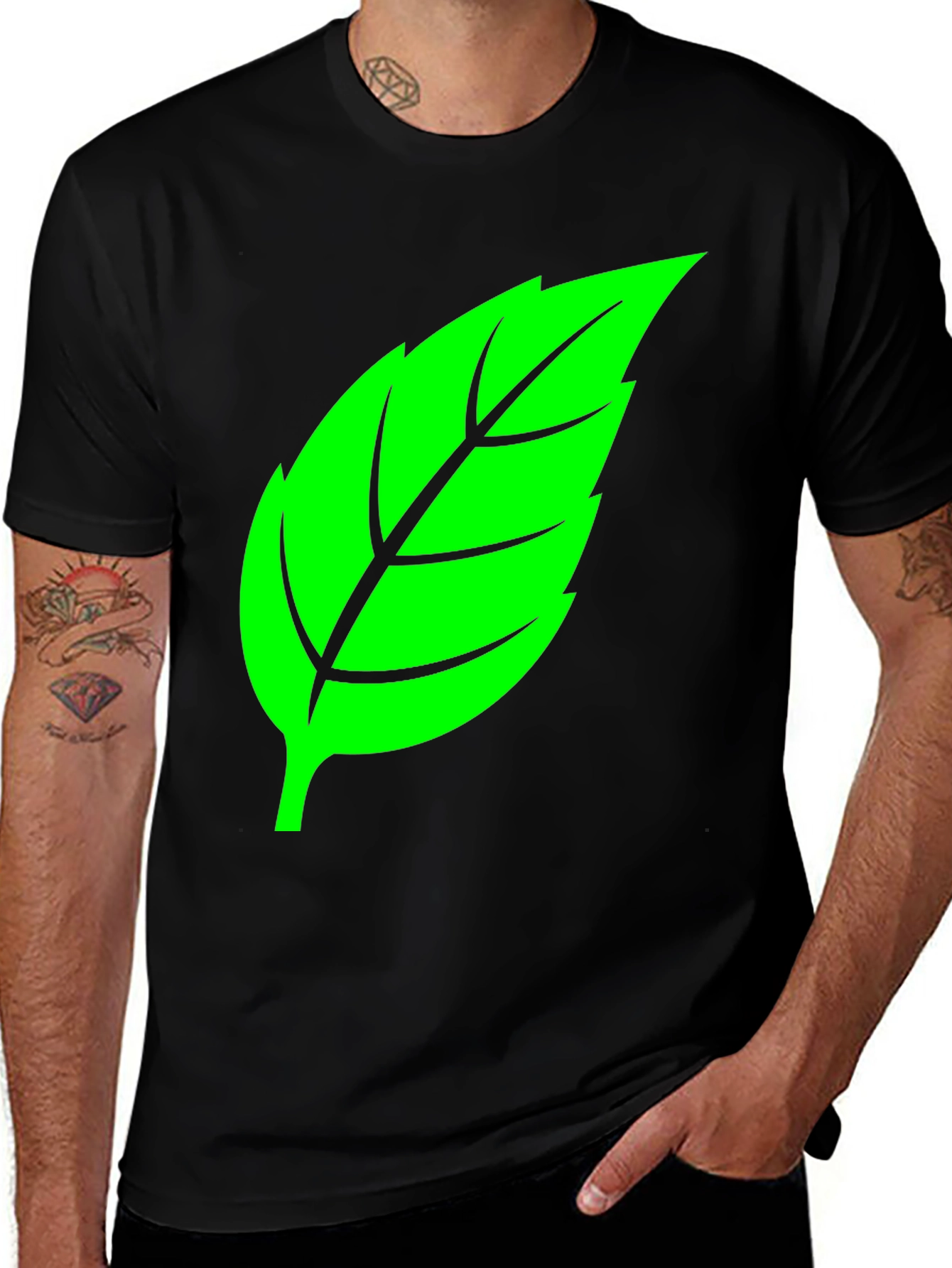 Leaf Graphic Black T-Shirt - Nature Inspired Tee