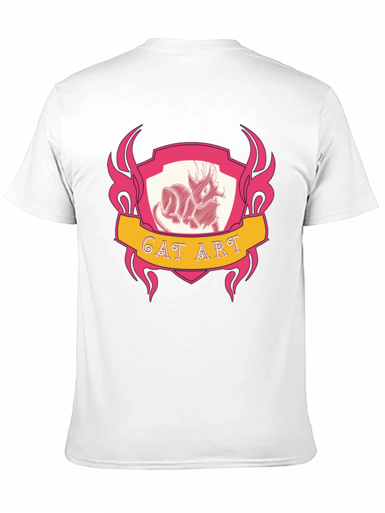 Cat Art Graphic Tee - Black Cotton T-Shirt