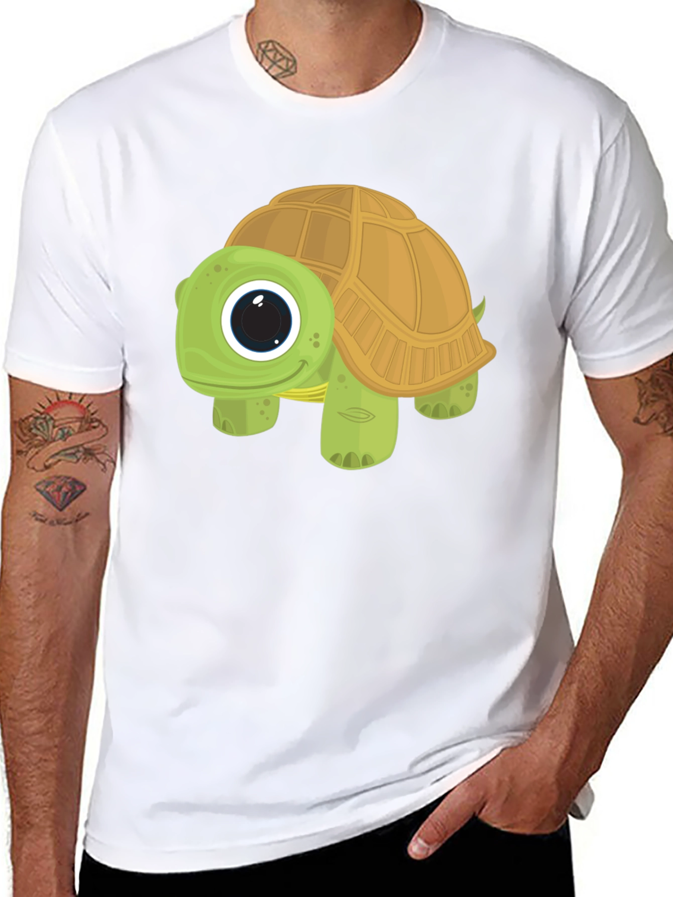 Cartoon Turtle Graphic Tee - Cute Animal T-Shirt
