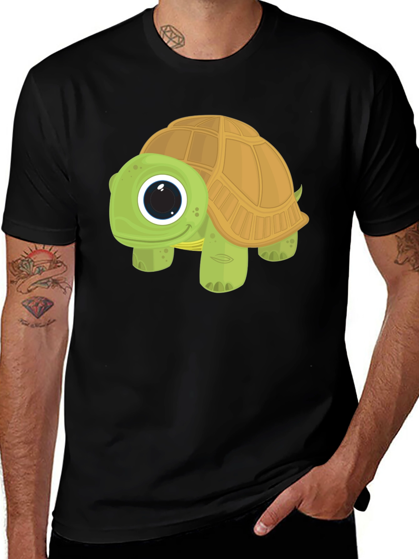 Cartoon Turtle Graphic Tee - Cute Animal T-Shirt